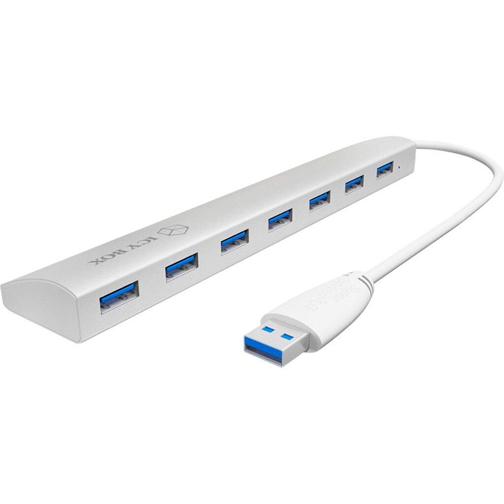 ICY BOX Computer-Adapter »ICY Box 7-Port USB 3.0 Hub, mit Netzteil 5V 4A, Aluminium Gehäuse«