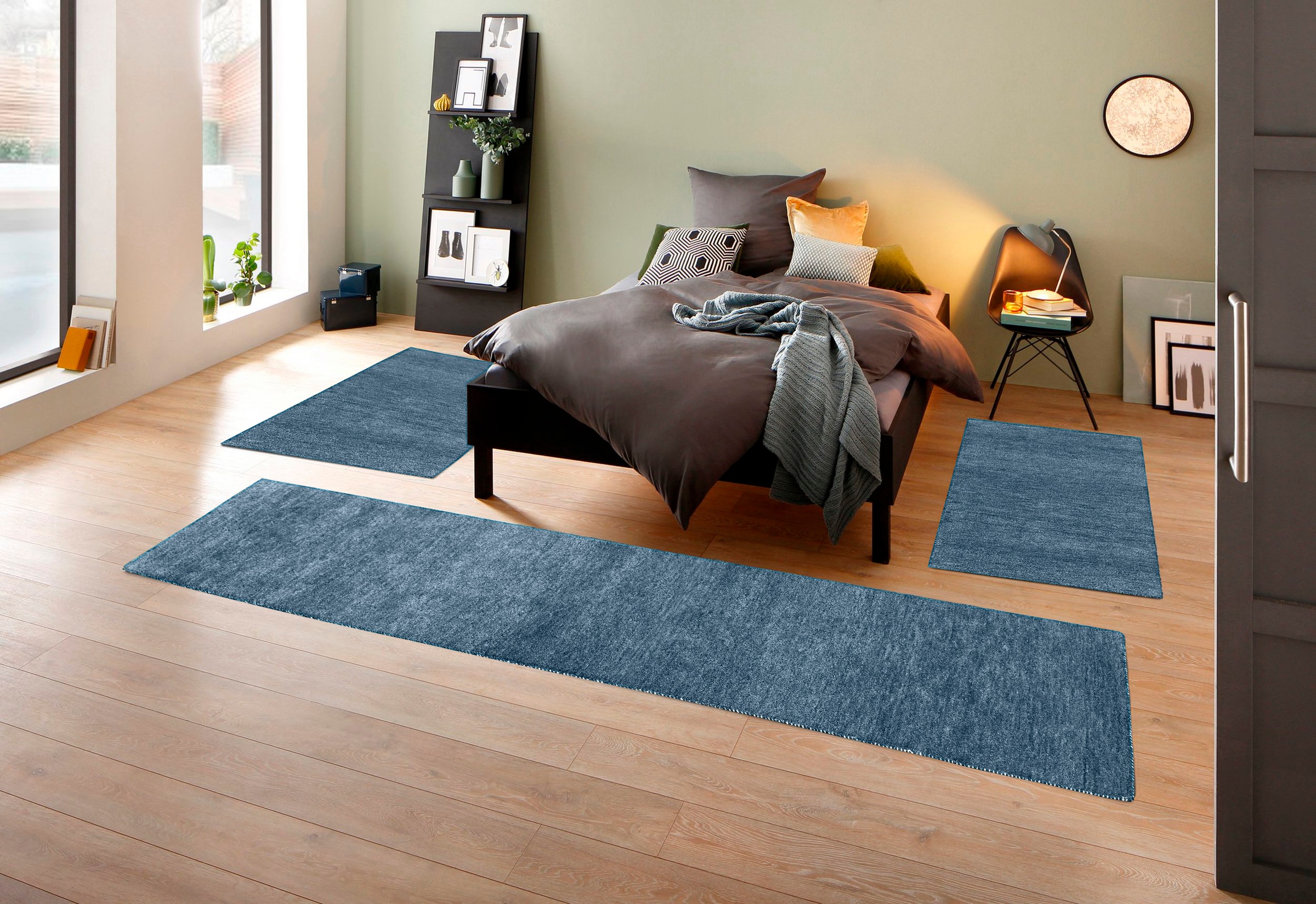 THEKO Bettumrandung "Gabbeh Uni, Handweb Teppich, meliert, reine Wolle" Höh günstig online kaufen