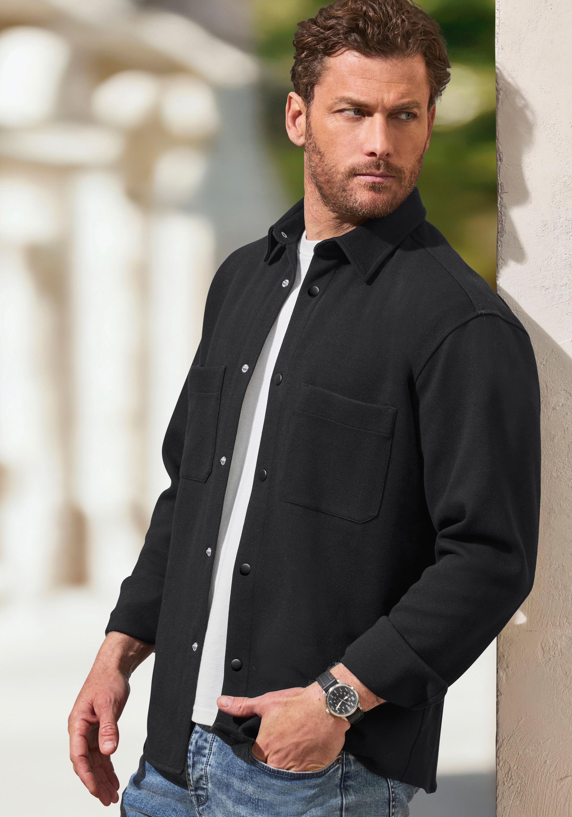 John Devin Hemdjacke ", Overshirt aus weicher Piqué-Qualität", Knopfleiste günstig online kaufen