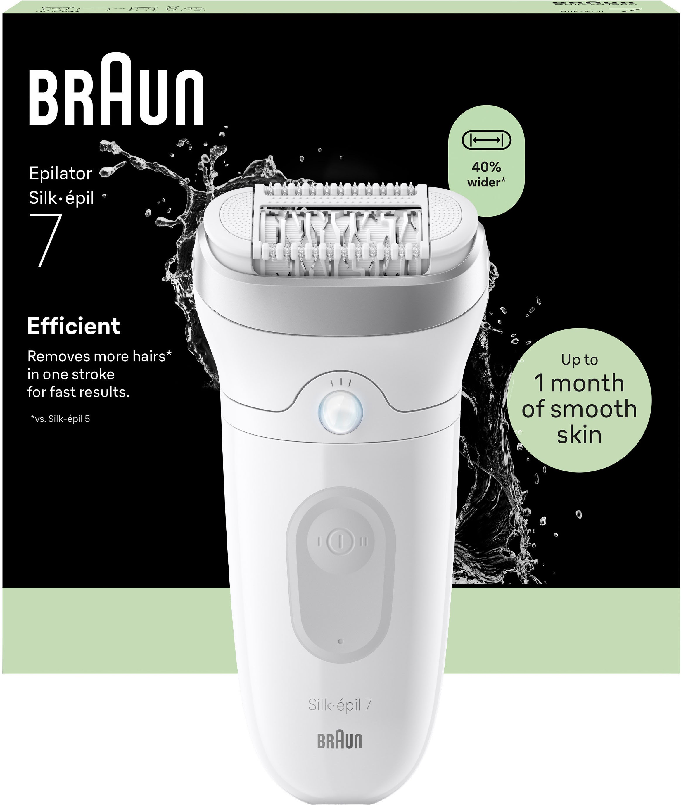 BRAUN Damen Epilierer "Silk-épil 7 SE7-011"weiß, silber, Epilierer, Wet & Dry, breiter Kopf, langanhaltend glatte Haut