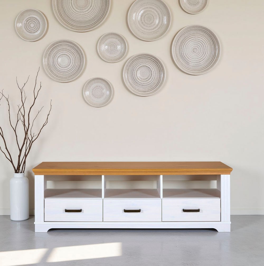 Inter Link TV-Schrank "Maluno, Kiefer Massivholz, Lowboard, TV-Unterschrank" 1 Stk. tlg. TV-Möbel mit Soft-Close, Stauraum, BxTxH: ca. 166,4 x 48 x 53,2 cm