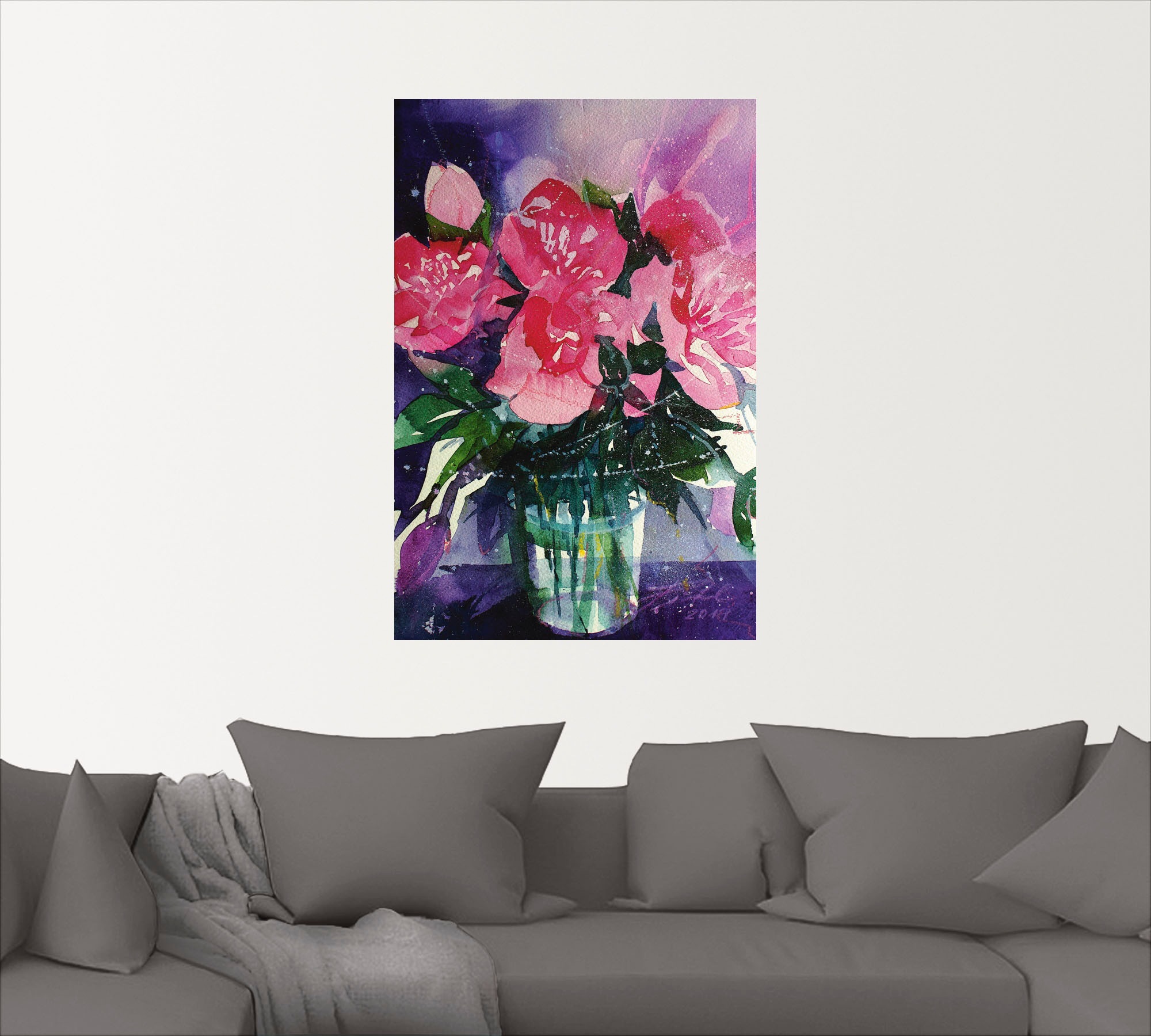 Artland Wandbild St.), oder Größen Alubild, Poster in »Rosa Blumenbilder, in (1 als Glasvase«, Leinwandbild, BAUR kaufen | Wandaufkleber versch. Pfingstrosen