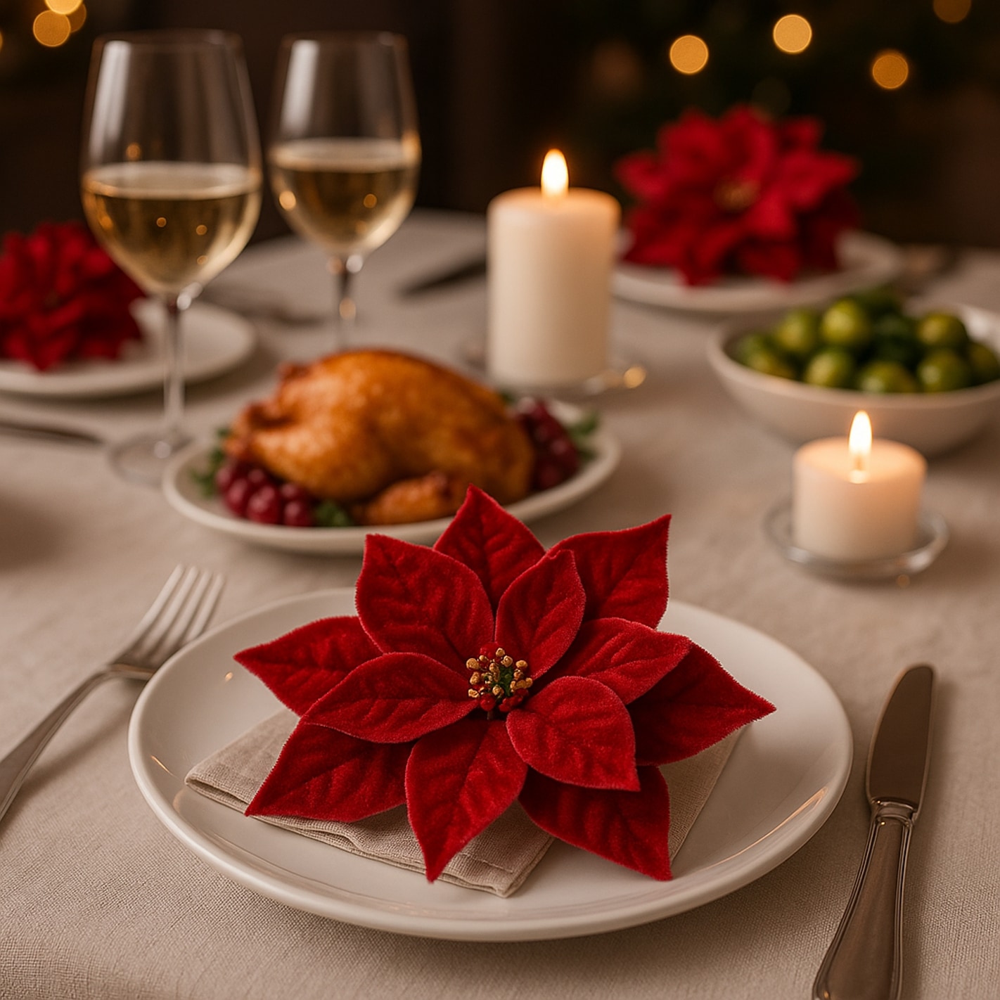 I.GE.A. Kunstblume »Samt-Poinsettia« auf Clip, 3er Set Dekoblume Christstern Weihnachtsblume Dekoblume