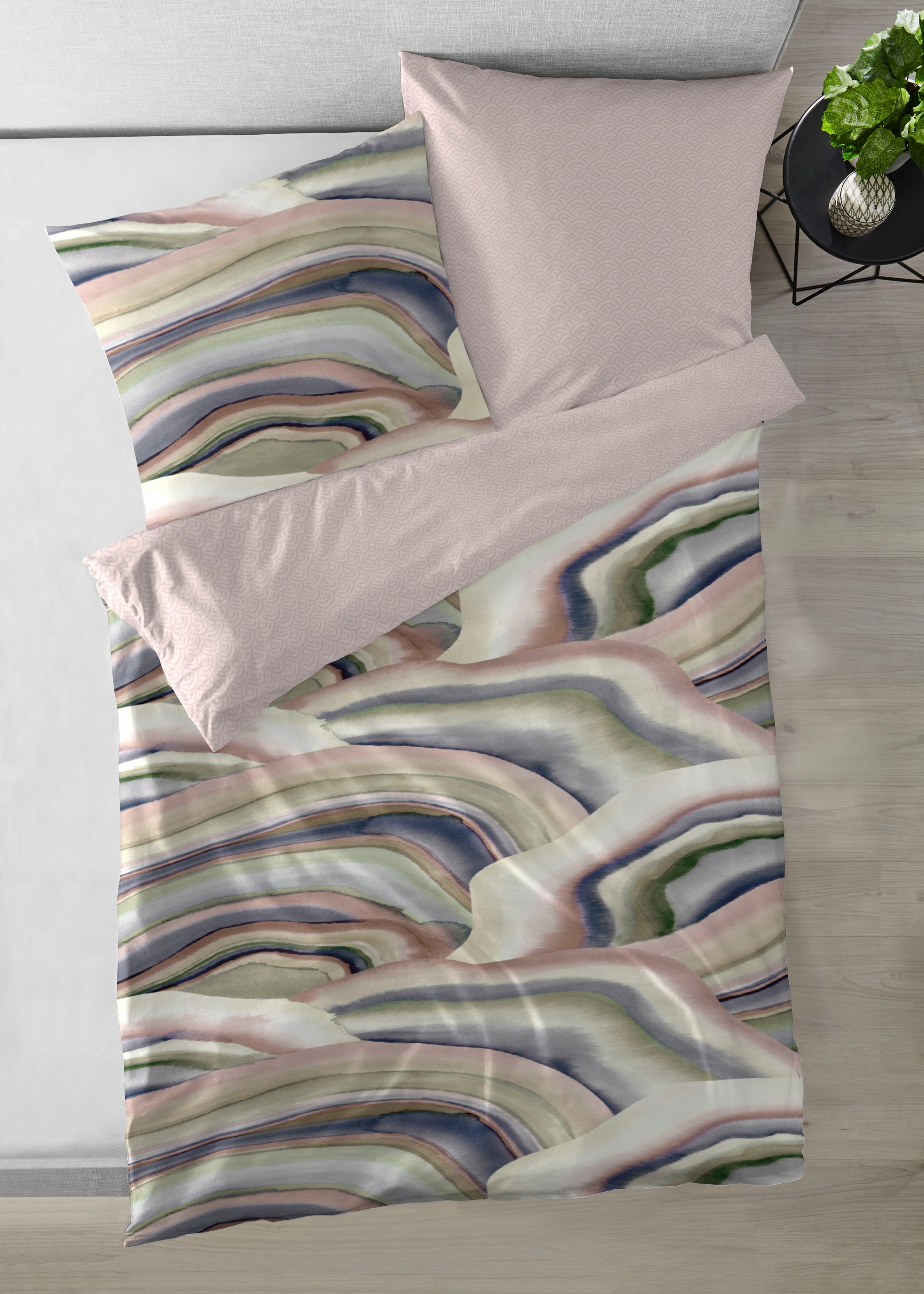 Primera Wendebettwäsche »Mako-Satin Bettwäsche Achat«, mit einem natürlichen Wellenmuster