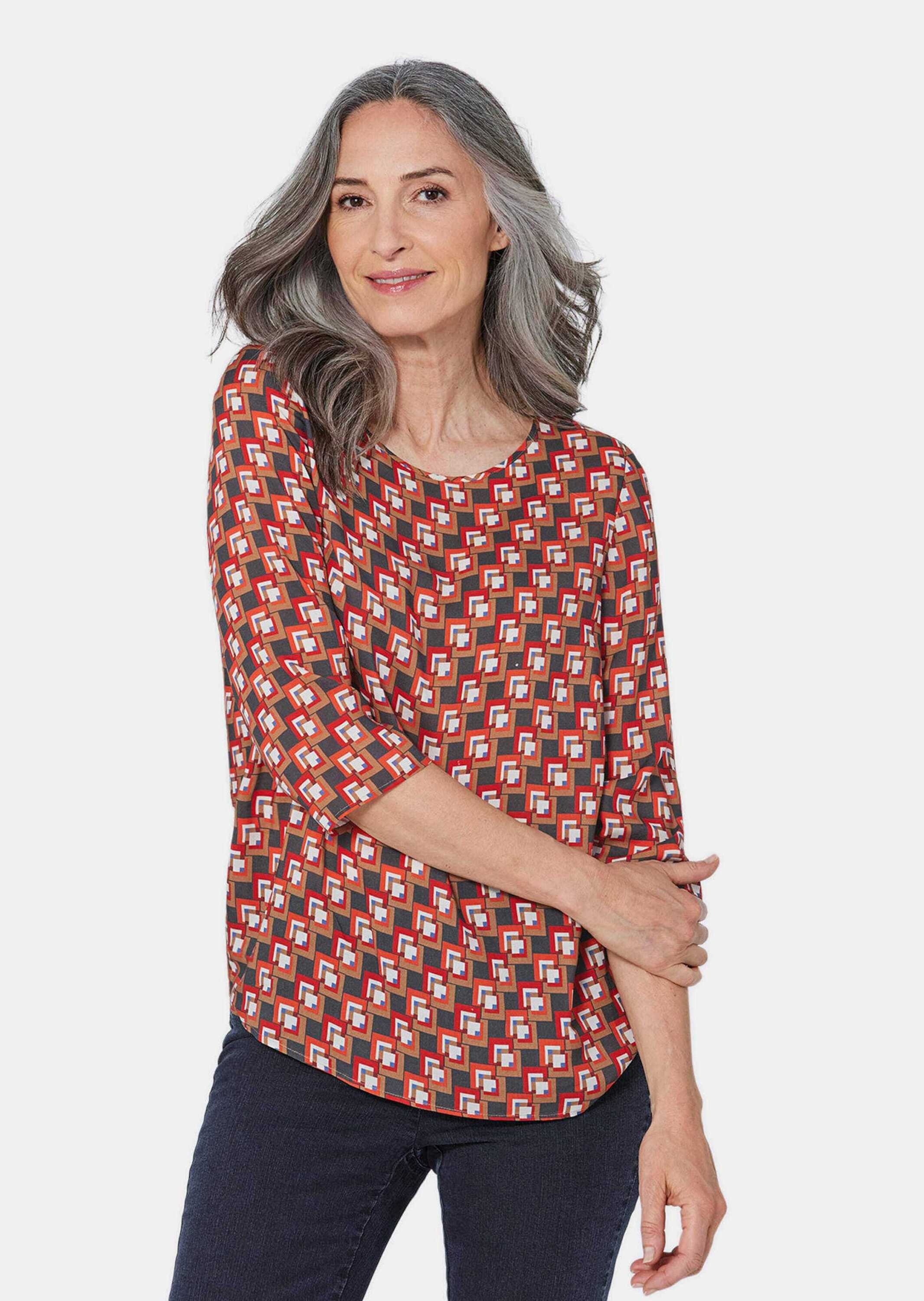 GOLDNER Schlupfbluse »Bluse Bluse 3/4-Arm mit grafischem Druck«