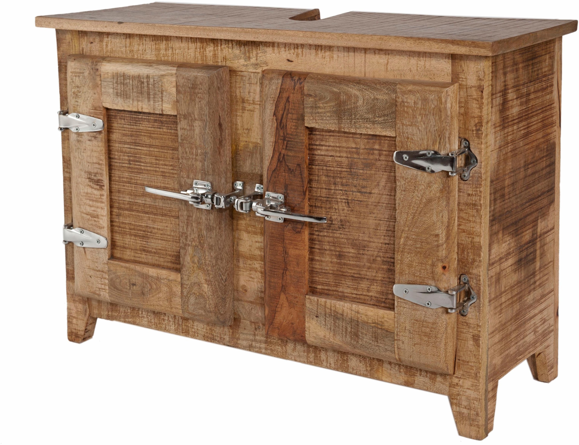 SIT Waschbeckenunterschrank »Frigo«, Mangoholz im Antik-Look mit Kühlschrankgriffen,...