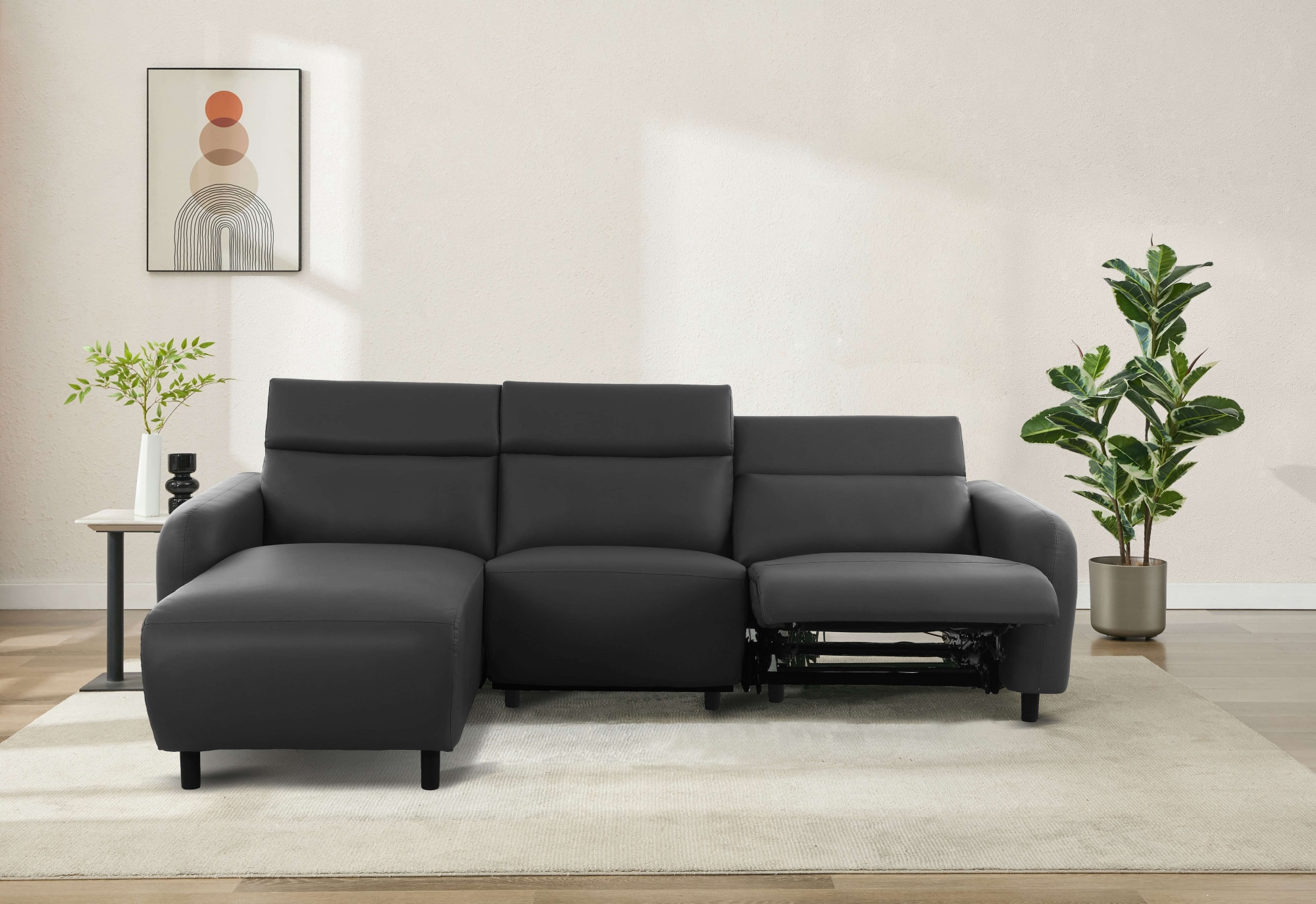 Home affaire Ecksofa »SKAANE Kunstleder, L-Form, 274 cm, manuelle u. elektrische Funktion,«, Kopfteilverstellung, Relax-und Liegefunktion, Federkernpolsterung