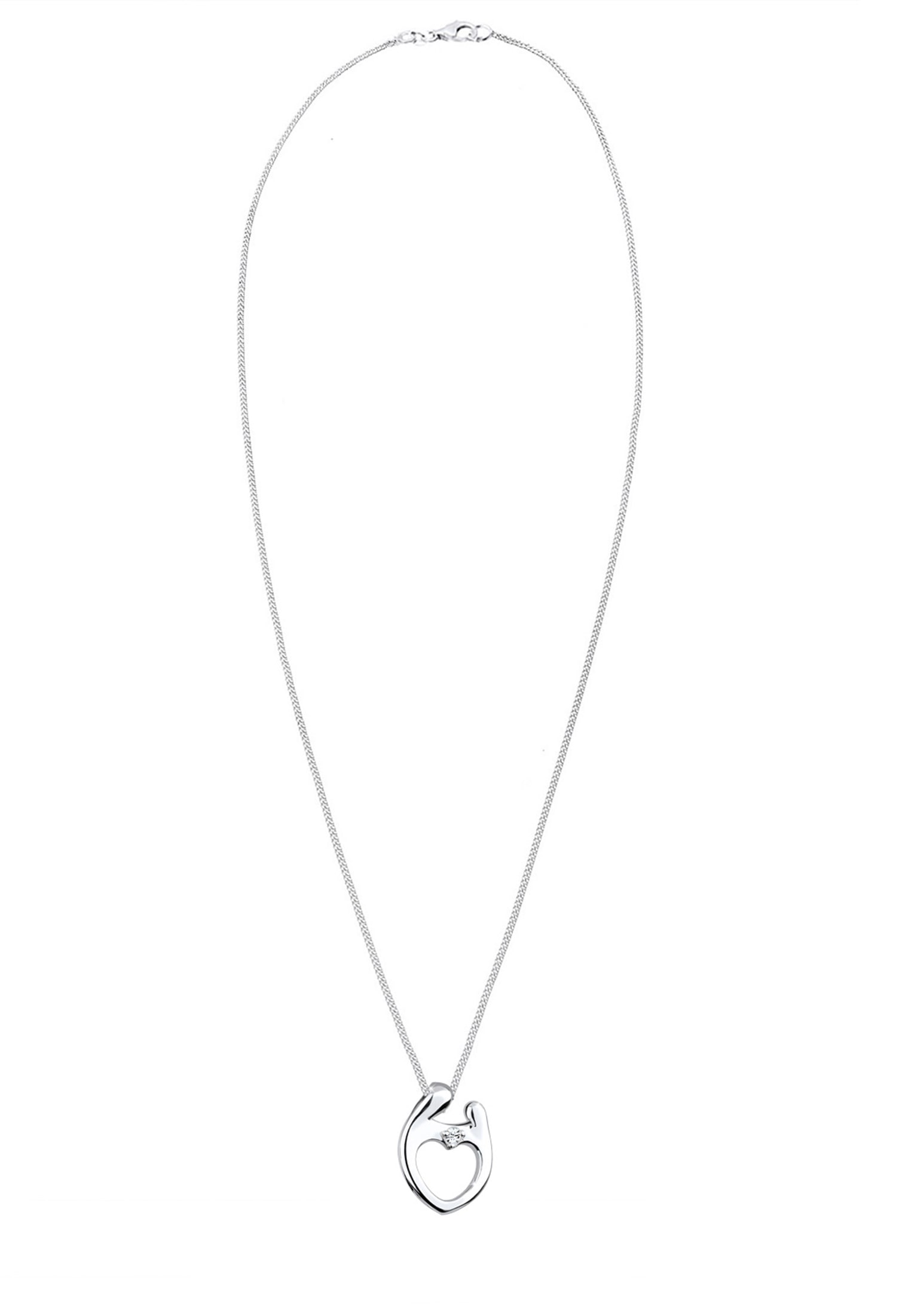 Elli Collierkettchen »Herz Mutter Kind Symbol Glas Kristall Weiß 925 Sterling Silber«