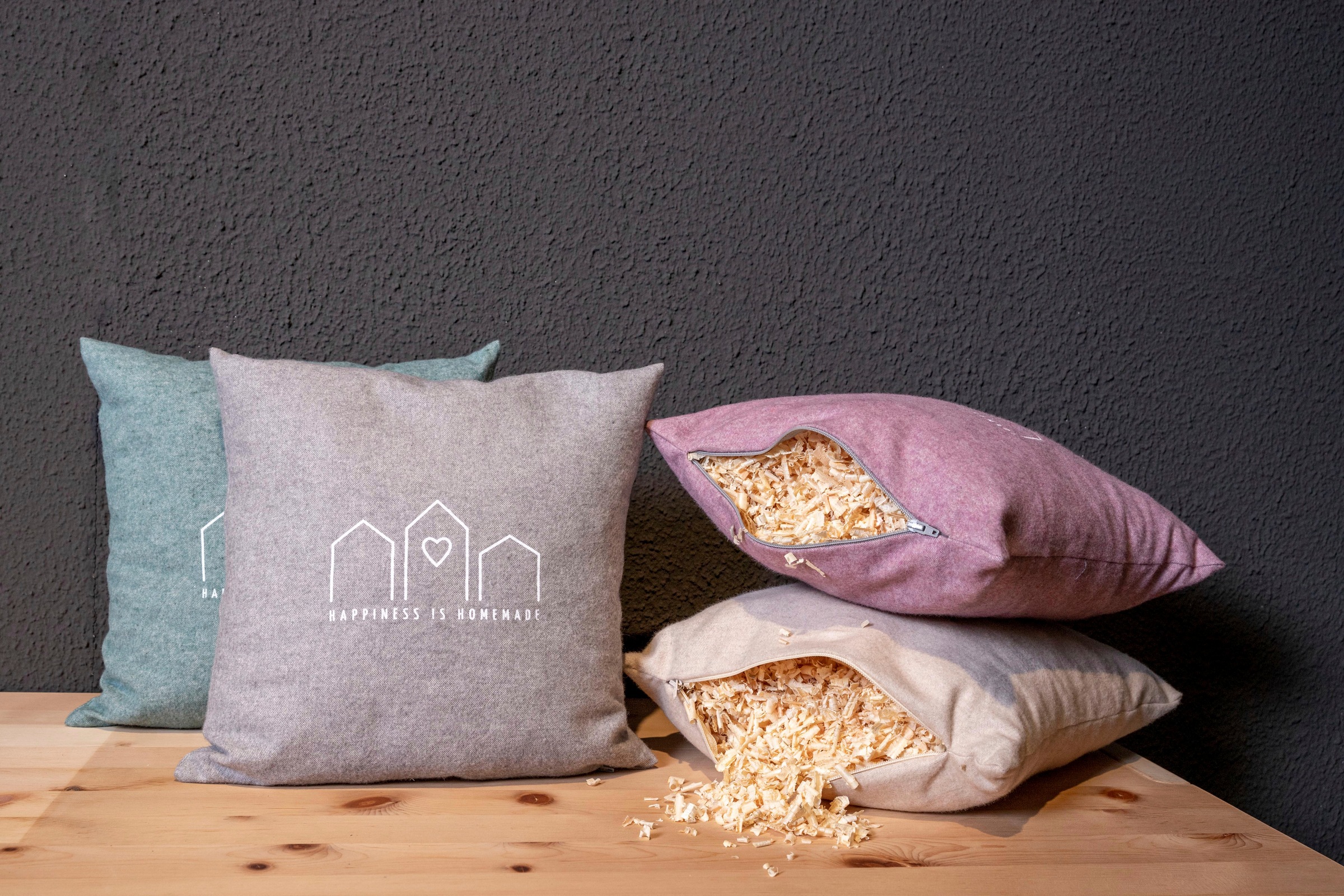 herbalind Zirbenkissen "Happiness is Homemade - Flanell in rot 30x30 mit Re günstig online kaufen