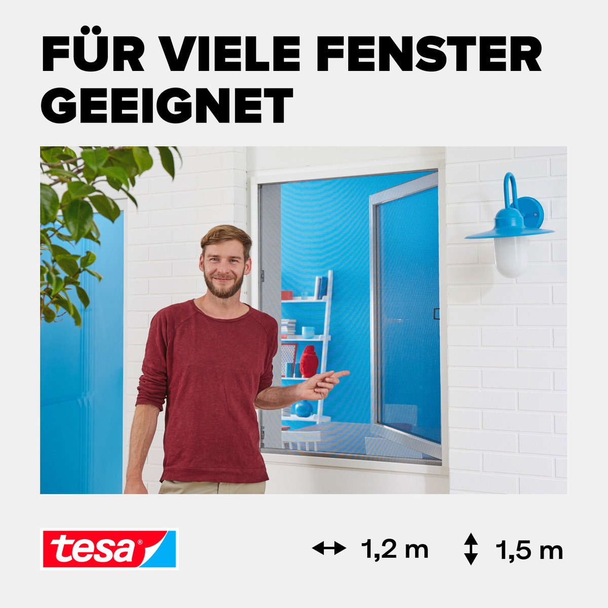 Thumbnail - tesa Insektenschutz-Fensterrahmen "Insect Stop ALU Comfort Fliegengitter für Fenster - 1.2 m : 1.5 m" Packung, Fliegenne...