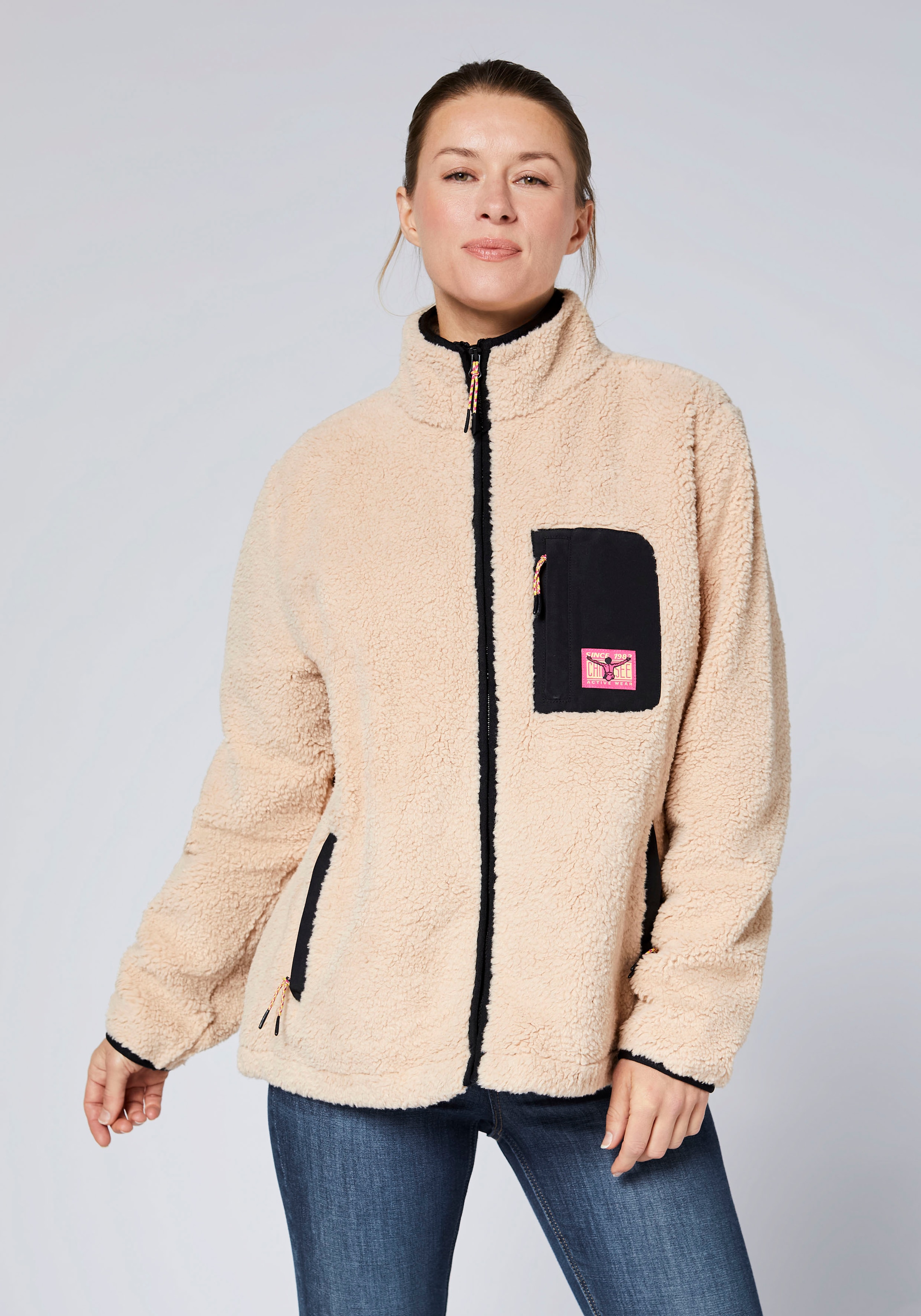 Chiemsee Fleecejacke mit hochschließendem Kragen, aus Polyester, in normaler Länge