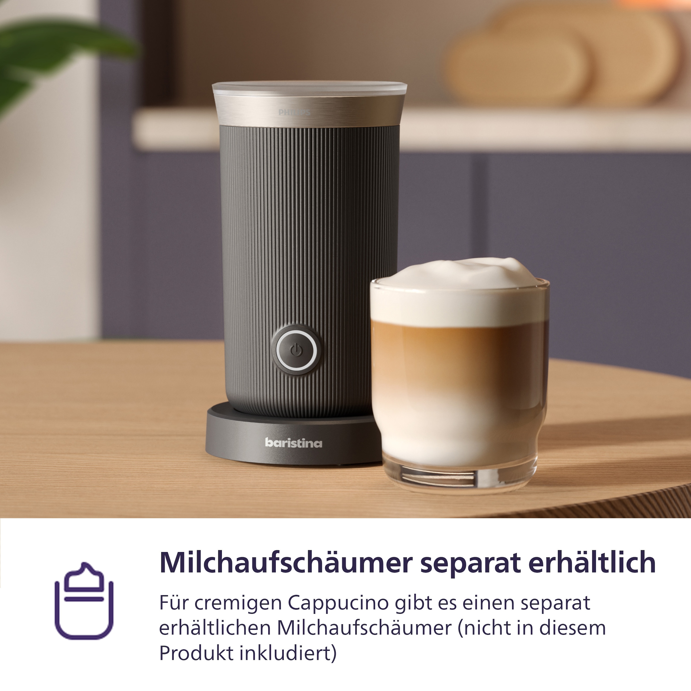 PHILIPS baristina Espressomaschine »BAR300/60 mit Mahlwerk für ganze Bohnen« 16 bar Pumpendruck, Schwarzgrau