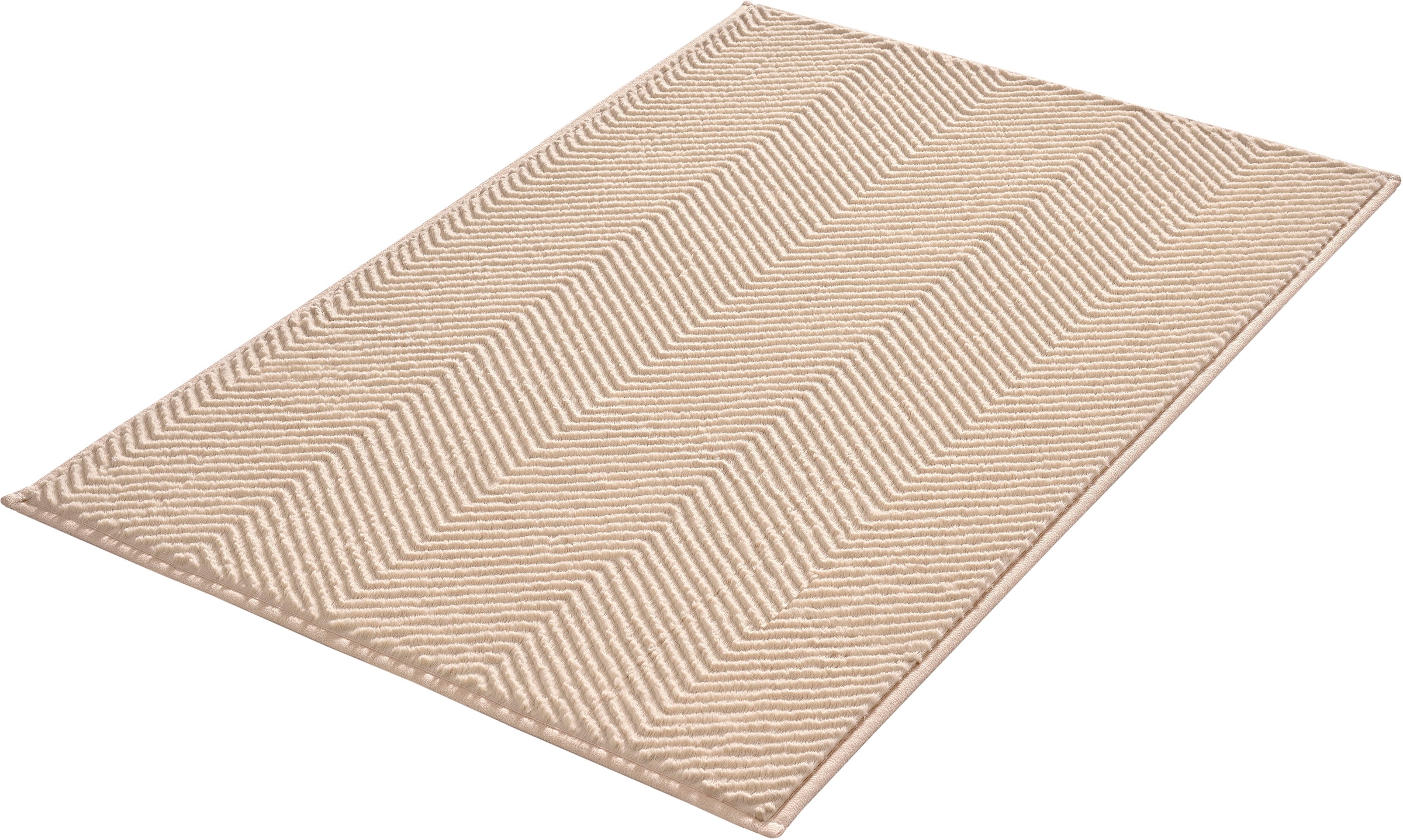 Kleine Wolke "Zigzag, Badvorleger, Badezimmer Teppich" Höhe 10 mm rutschhemmend beschichtet fußbodenheizungsgeeignet Badteppich, Uni-Farben, modernes Zickzack Muster