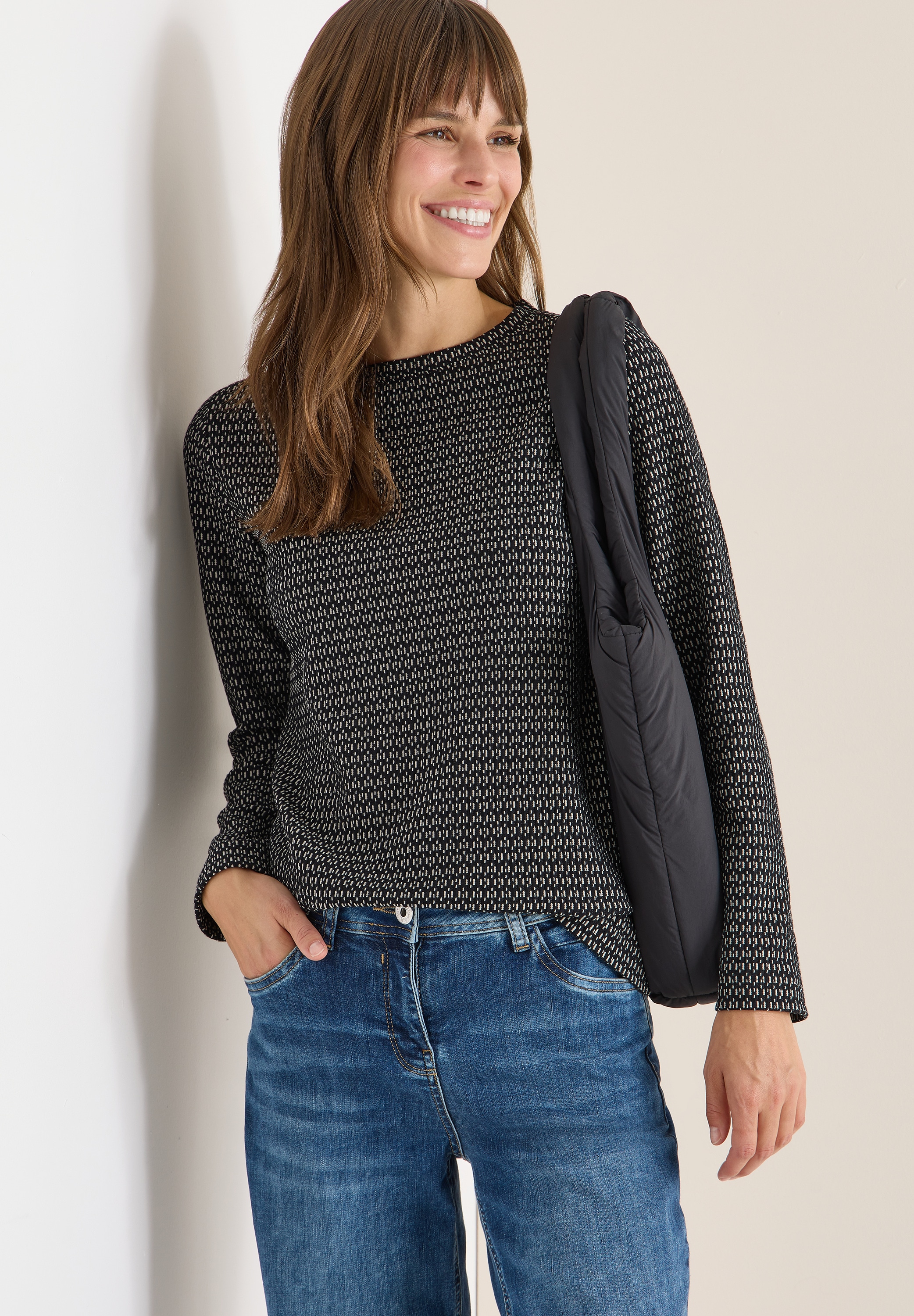 Cecil Langarmshirt Feines Strukturmuster und Two-Tone-Optik günstig online kaufen