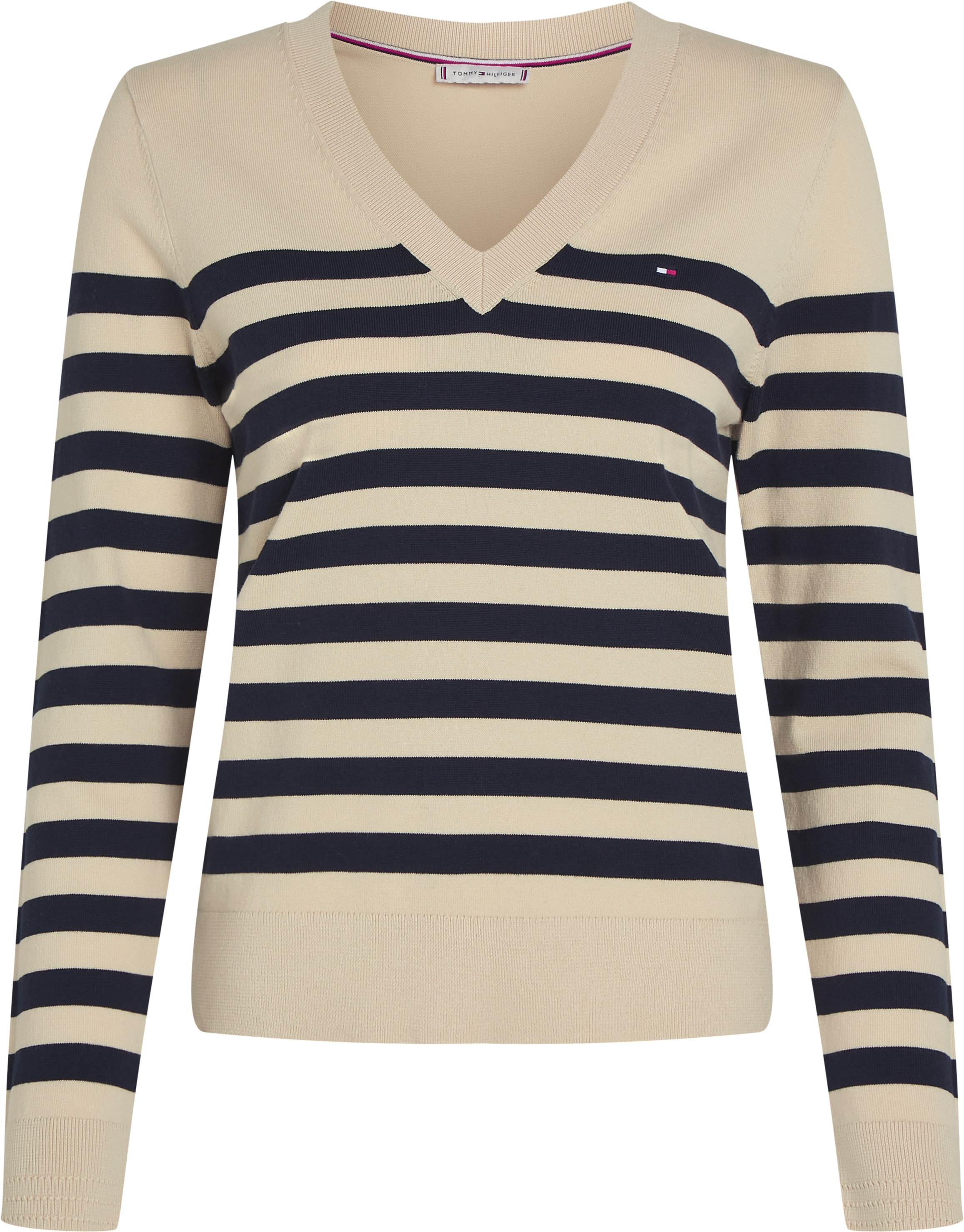 Tommy Hilfiger V-Ausschnitt-Pullover, mit Logo-Stickerei