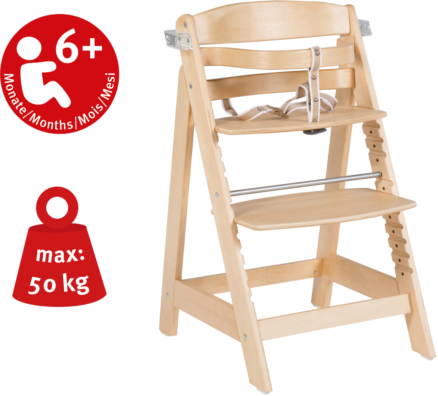 roba® Hochstuhl »Treppenhochstuhl Sit Up Click & Fun, natur«, aus Holz
