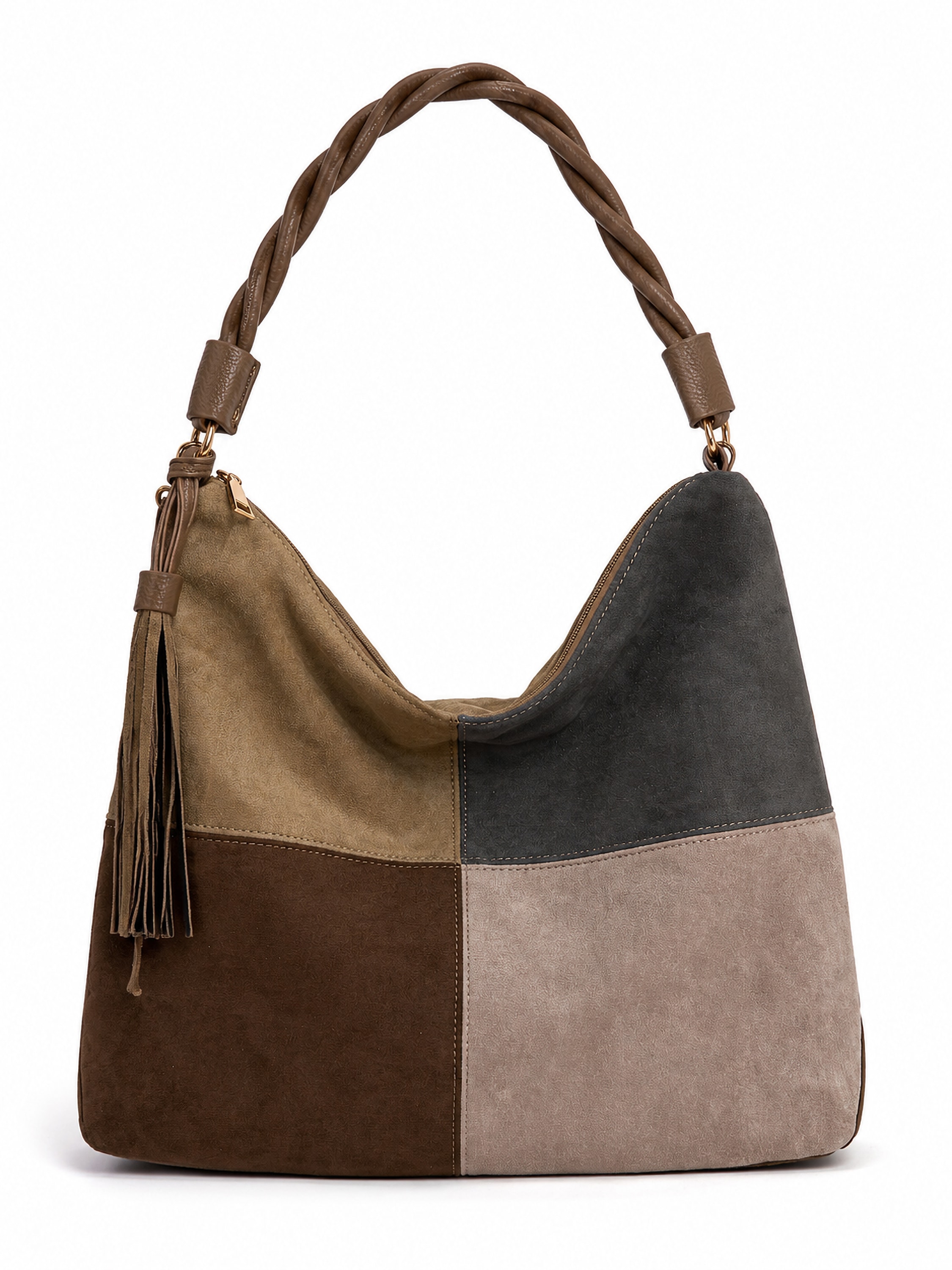 COLLEZIONE ALESSANDRO Schultertasche »Patchwork« Patchwork-Optik aus softem Velourimitat