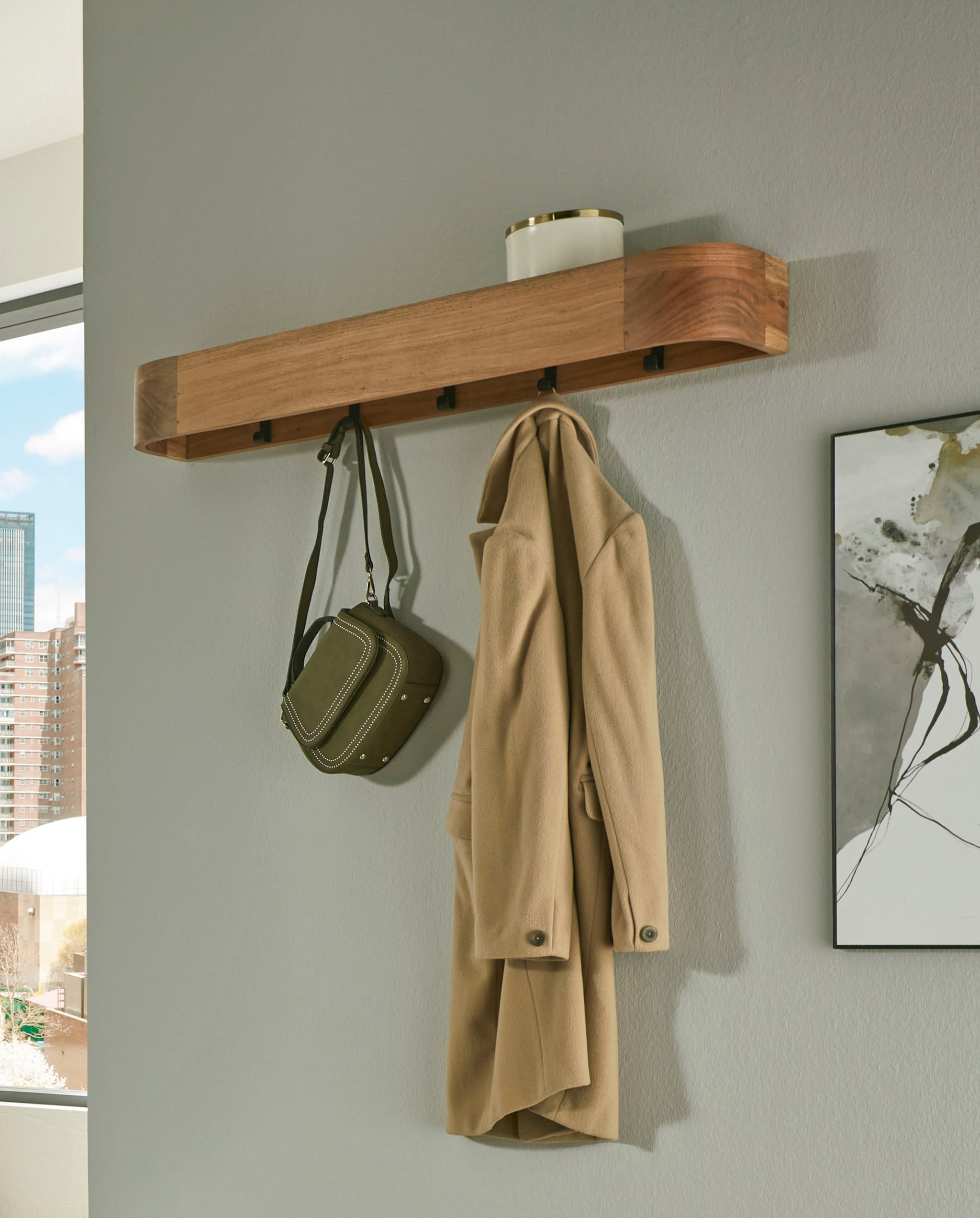 HAKU Wandgarderobe »Wandgarderobe« 1 Stk. tlg. rechteckig - aus Massivholz Braun - B/T/H 100/20/13 cm