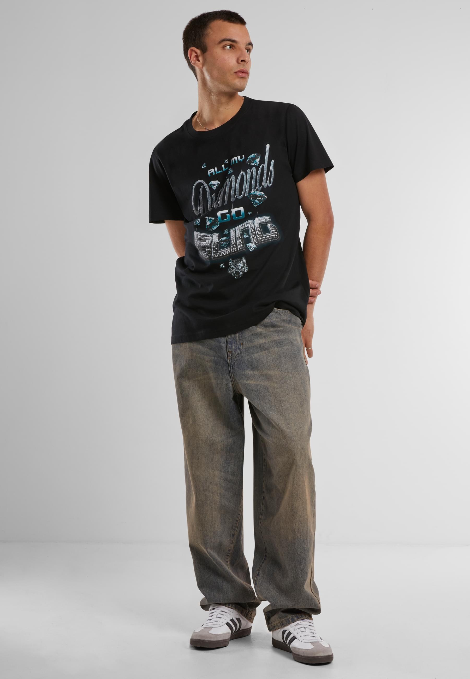 MisterTee T-Shirt »MisterTee Herren Diamonds Go Bling Tee«, (1 tlg.)