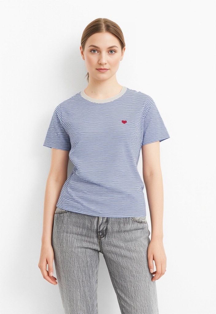 JDY Kurzarmshirt "JDYPISA S/S PRINT TOP JRS NOOS" mit Herz Stickerei günstig online kaufen