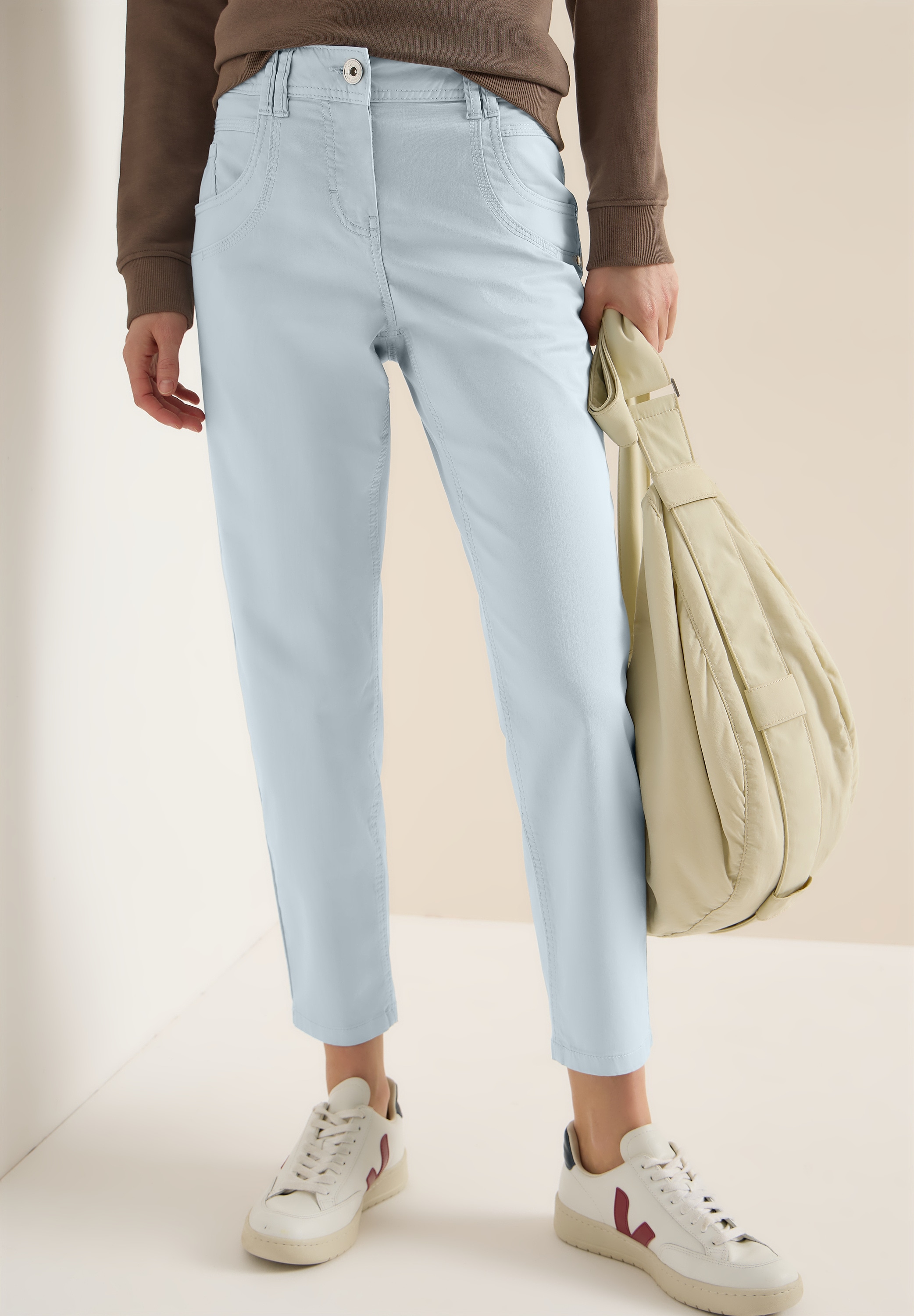 Culotte CECIL, Damen, Gr. 31, Länge 26, diamond blau, Web, 96% Baumwolle, 4% Elasthan, unifarben, comfort fit 7/8-Länge, Hosen Culotte, Middle Waist
