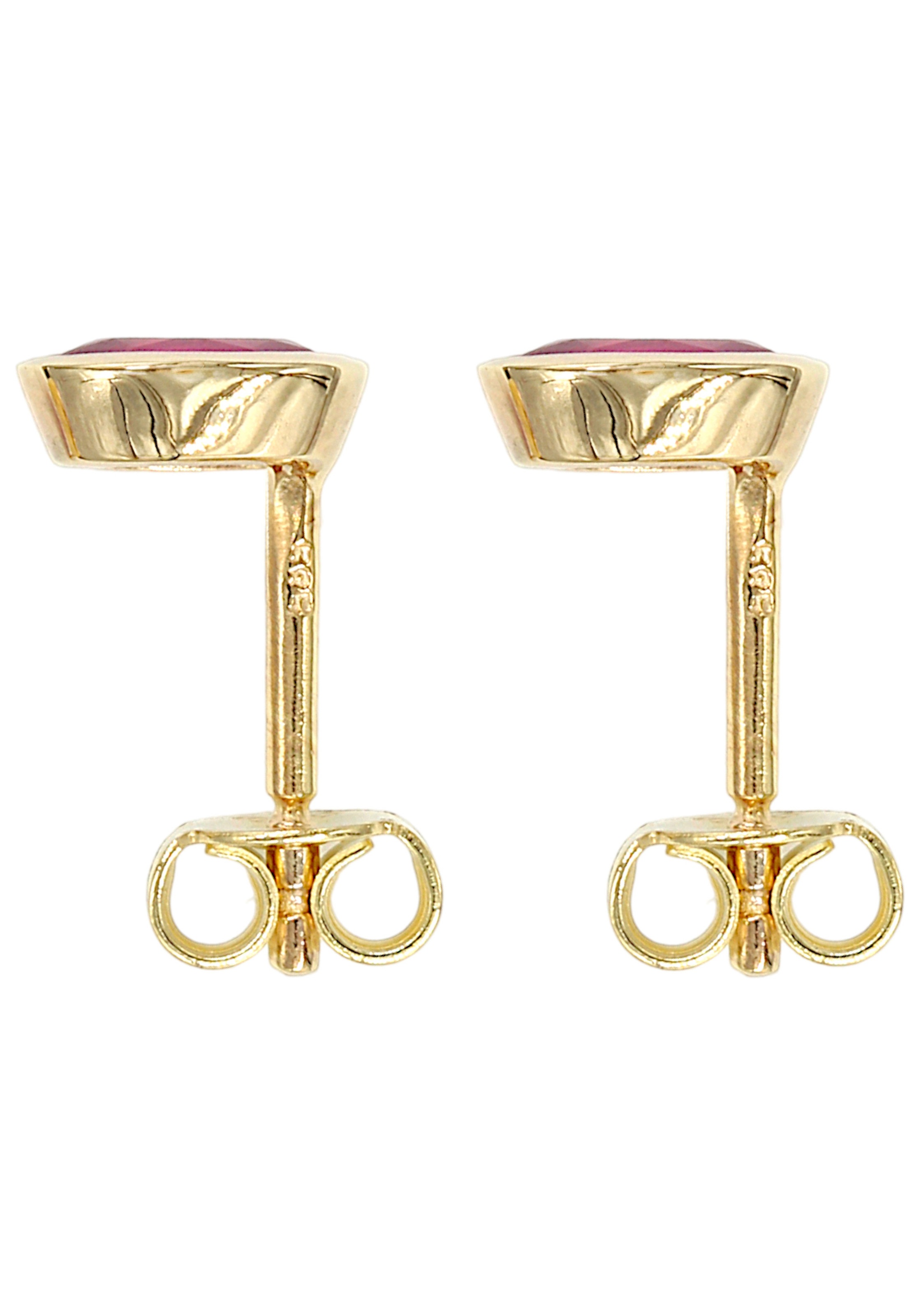 JOBO Paar Ohrstecker oval 585 Gold mit Rubin