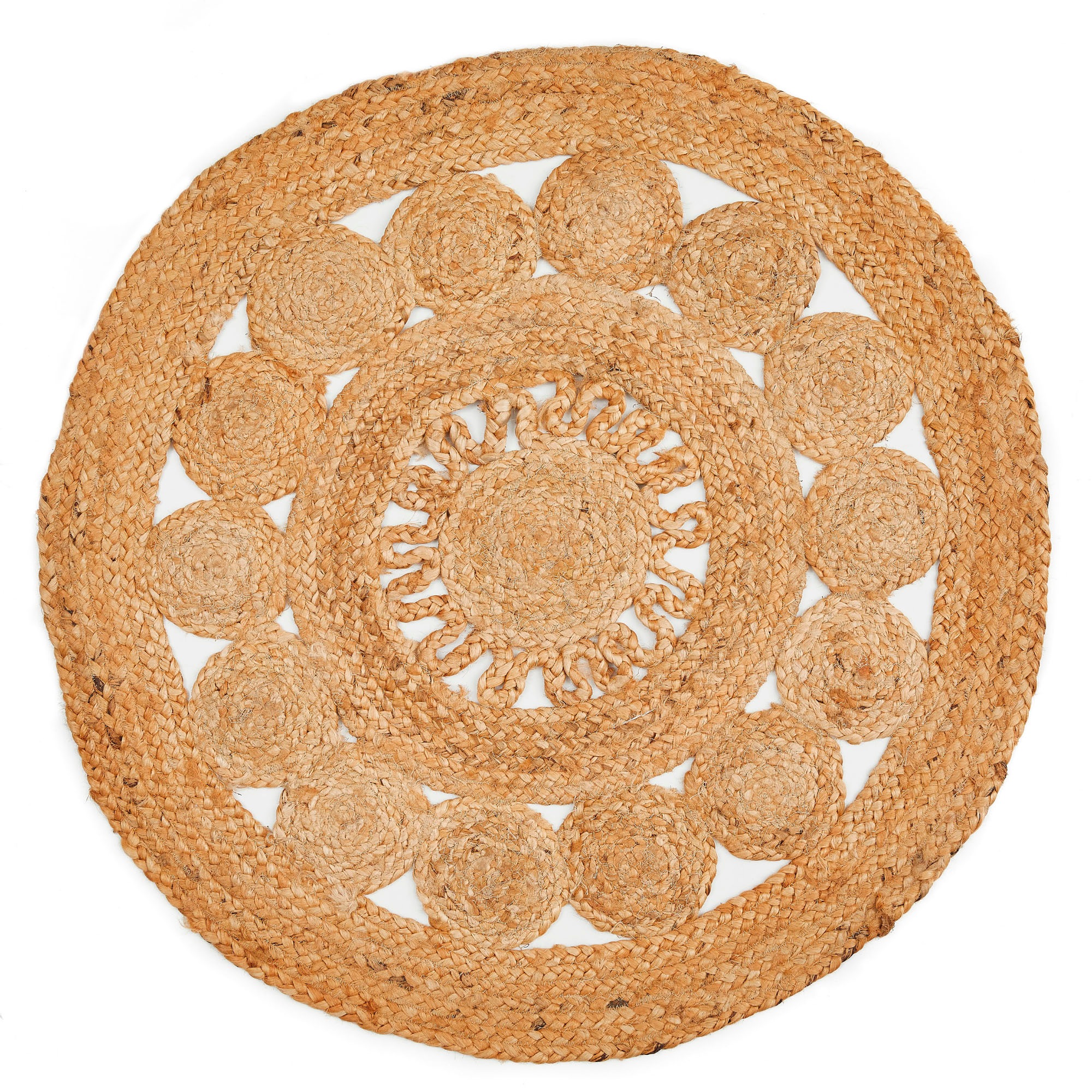 LUXOR living Teppich »Balo«, rund, 6 mm Höhe, Juteteppich, reine Naturfaser, handgeflochten, Flecht Design