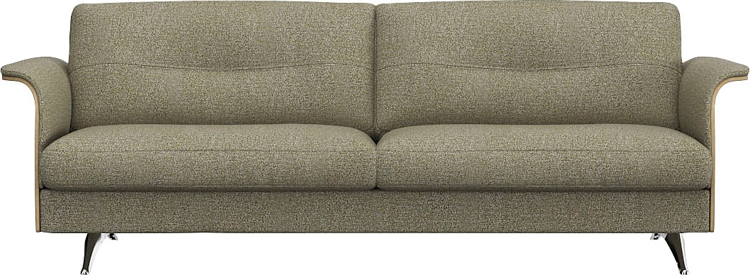 FLEXLUX 3-Sitzer "Glow Designsofa, bequem und komfortabel durch hochwertigen Sitzaufbau" Skandinavisches Design, hochwertige Verarbeitung, Armlehne walnuss