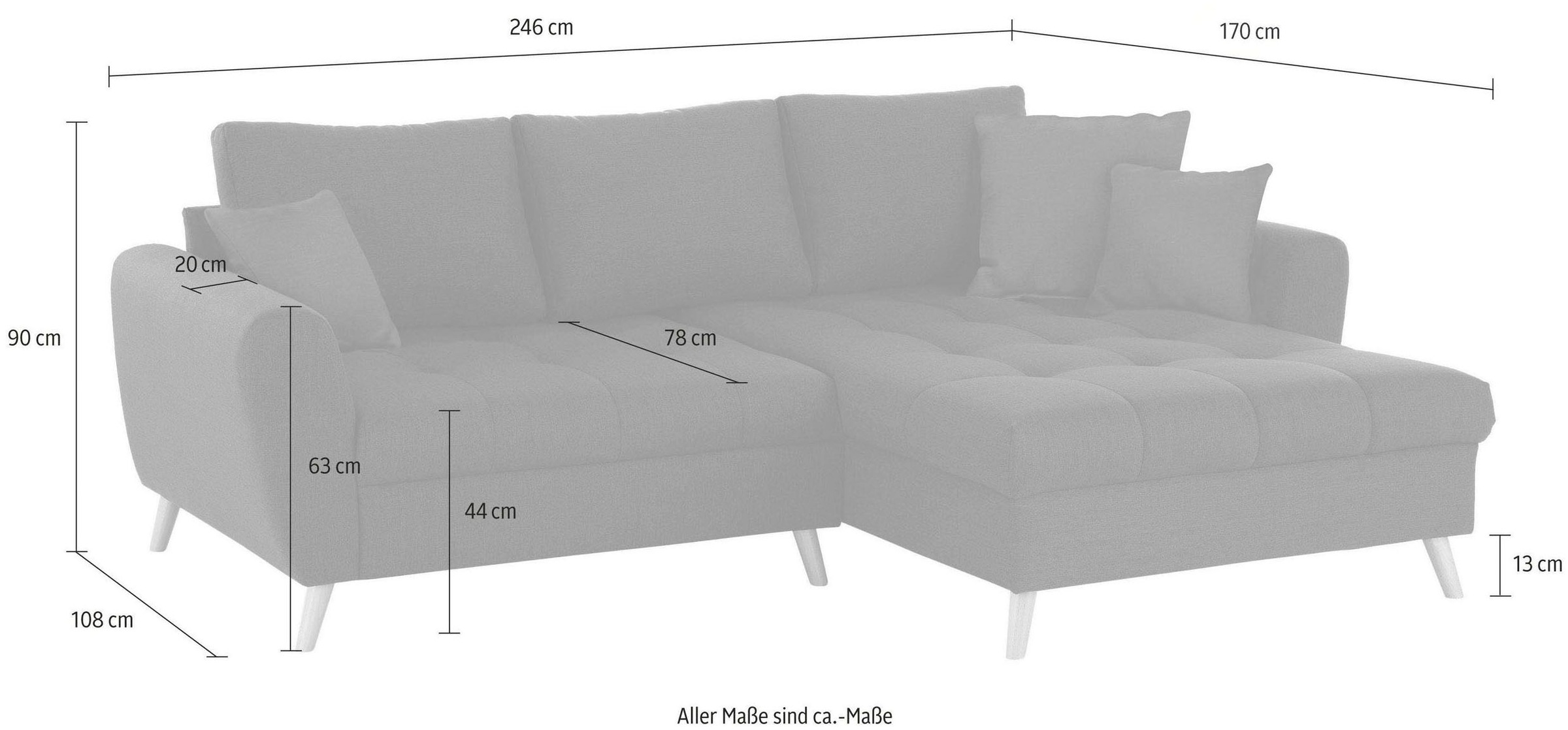 Home affaire Ecksofa »Jordsand«, mit feiner Steppung und vielen losen