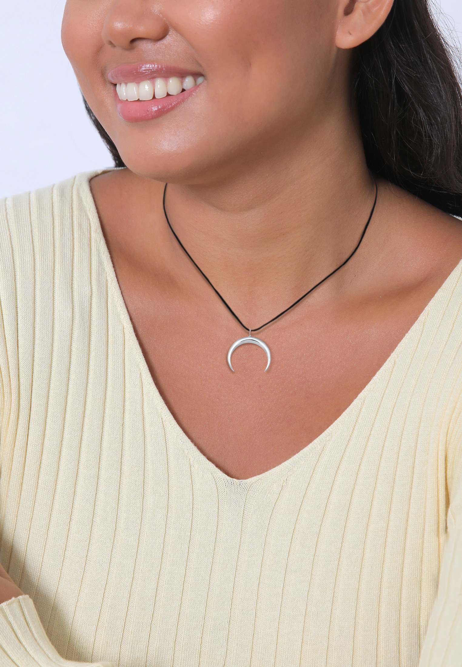Elli Choker »Halskette Choker Nylon Halbmond Sichel 925 Silber«