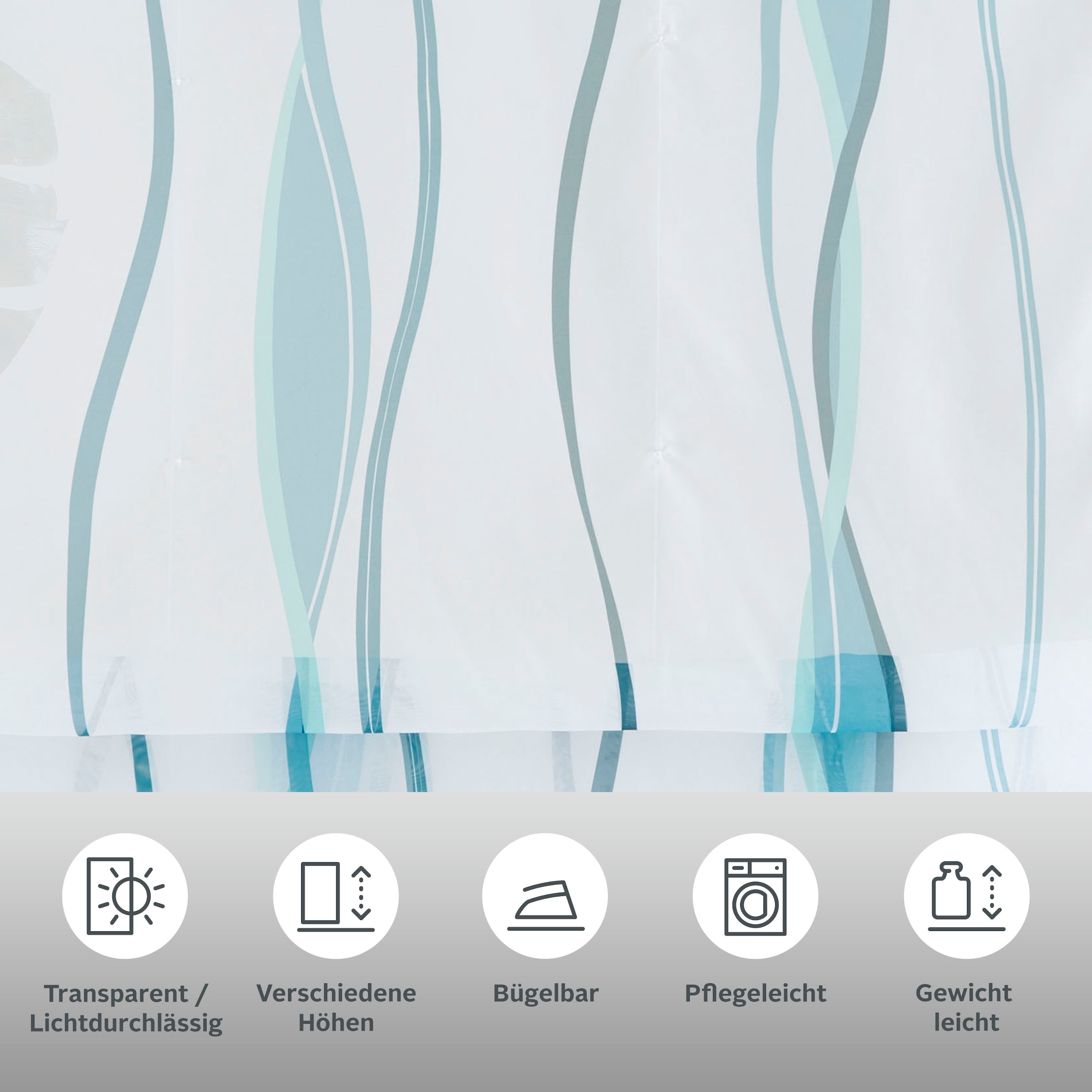 my home Raffrollo »Dimona«, mit Klettschiene, Transparent, Voile, Polyester, Wellen