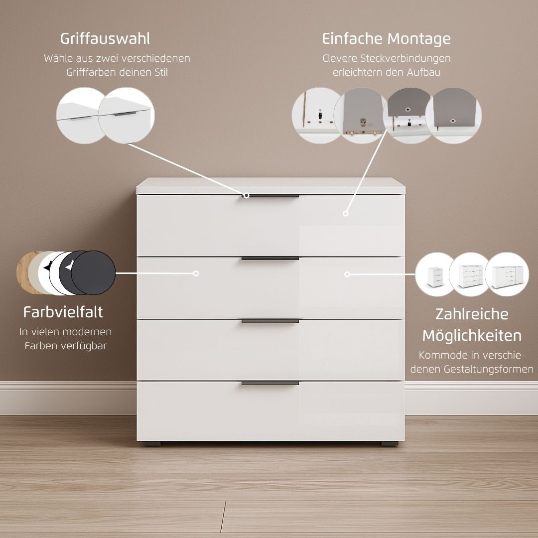 Thumbnail - rauch Schubkastenkommode "Sideboard Schubladenkommode Schubladenkommode AGORDO mit Glasfront" in zwei Griff-Farben, Brei...