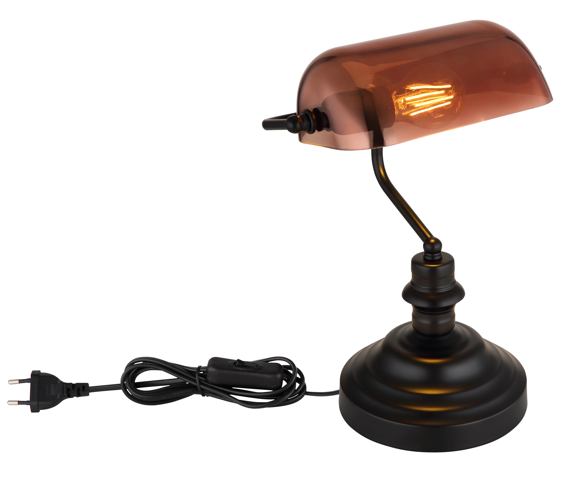 GLOBO LIGHTING LED Tischleuchte »ANTIQUE«, 1 flammig, Leuchtmittel E27 | ohne Leuchtmittel, Bankerleuchte Bankerlampe