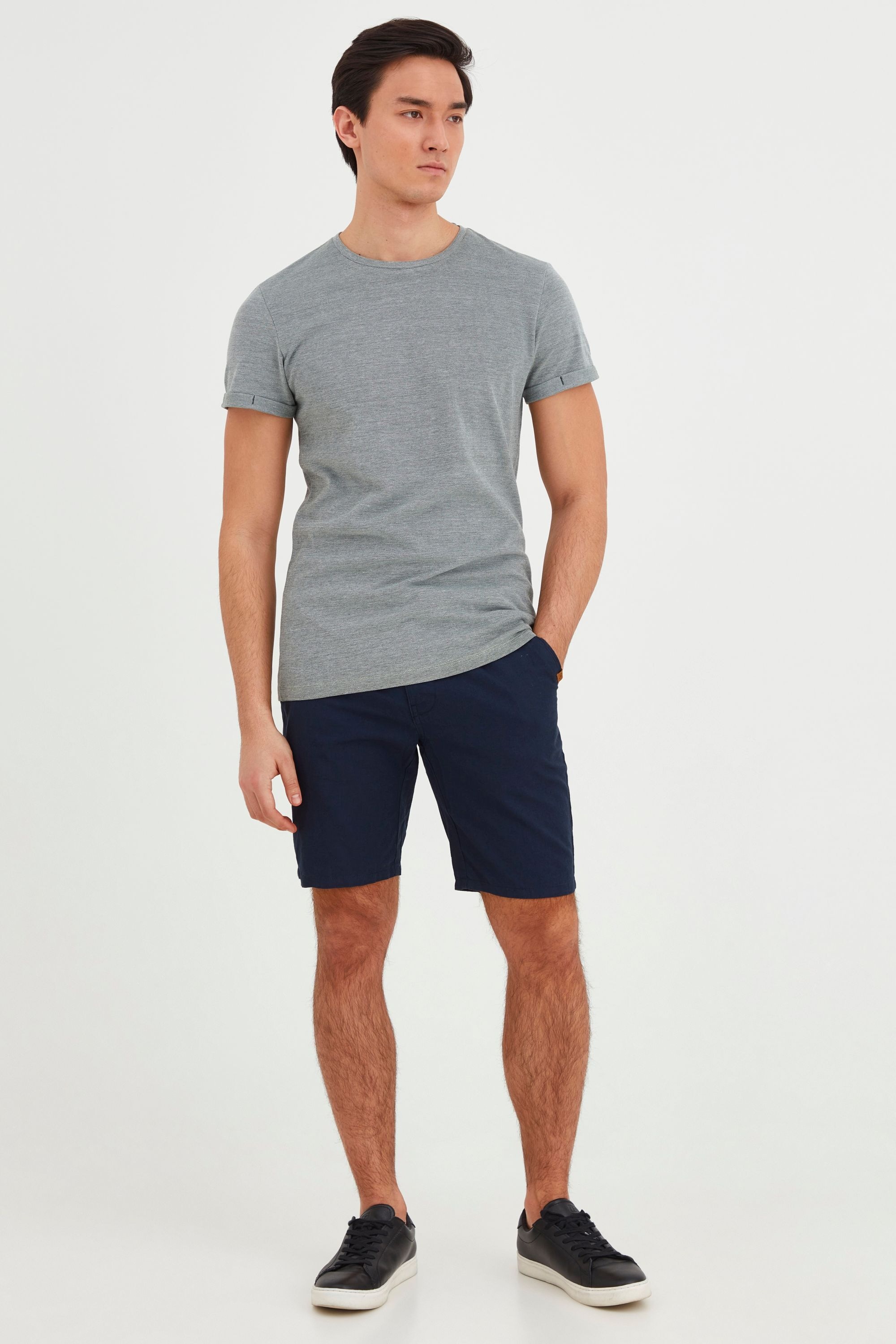 Leinenhose BLEND "Leinenhose BHMennok", Herren, Gr. L, N-Gr, blau (navy), Obermaterial: 55% Leinen LI. 45% Baumwolle CO., Hosen 4