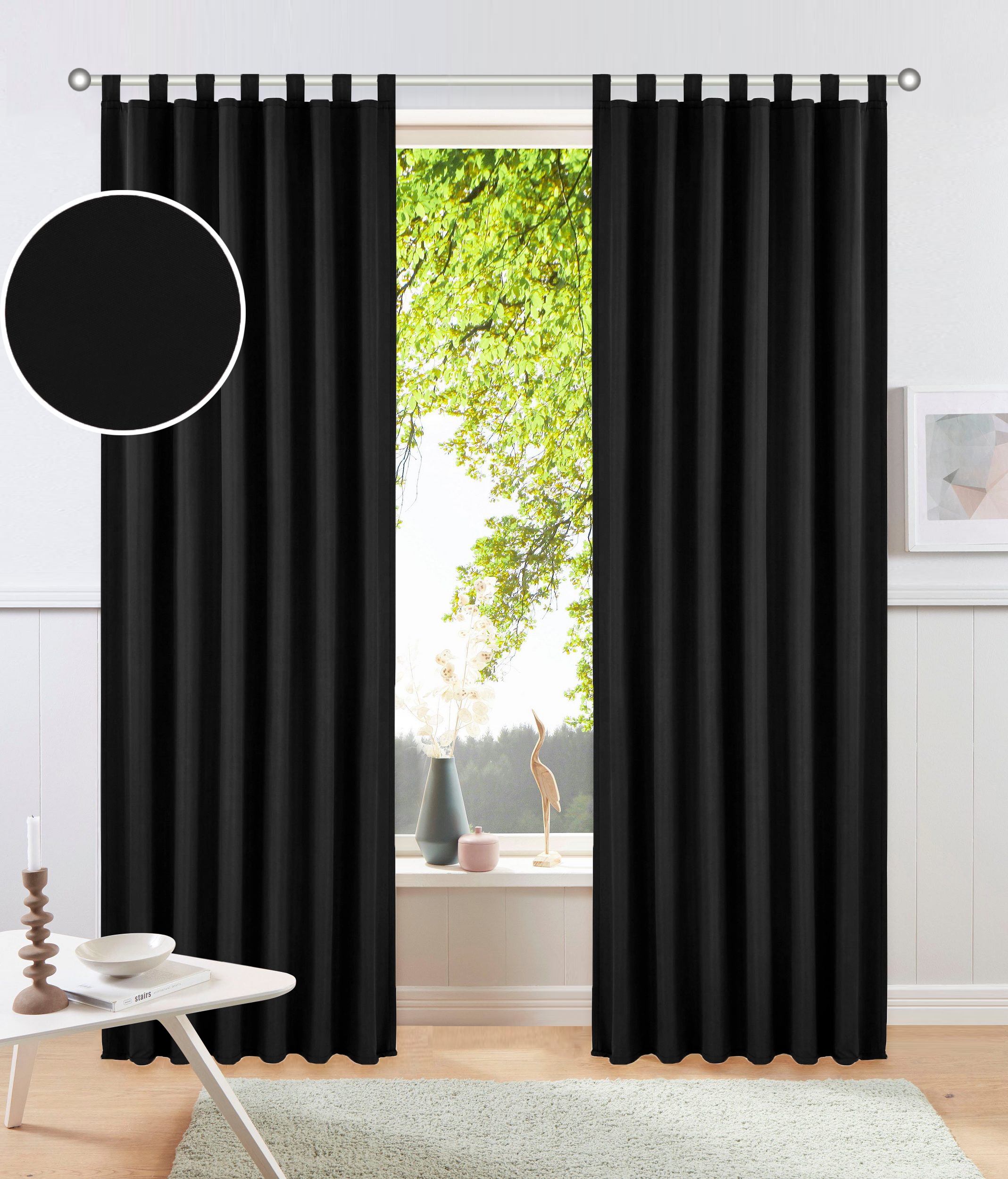 OTTO home Vorhang "Raja" Schlaufen 2 Stk. tlg. 2er-Set, Bestseller, einfarbig, modern, pflegeleichte Mikrofaser