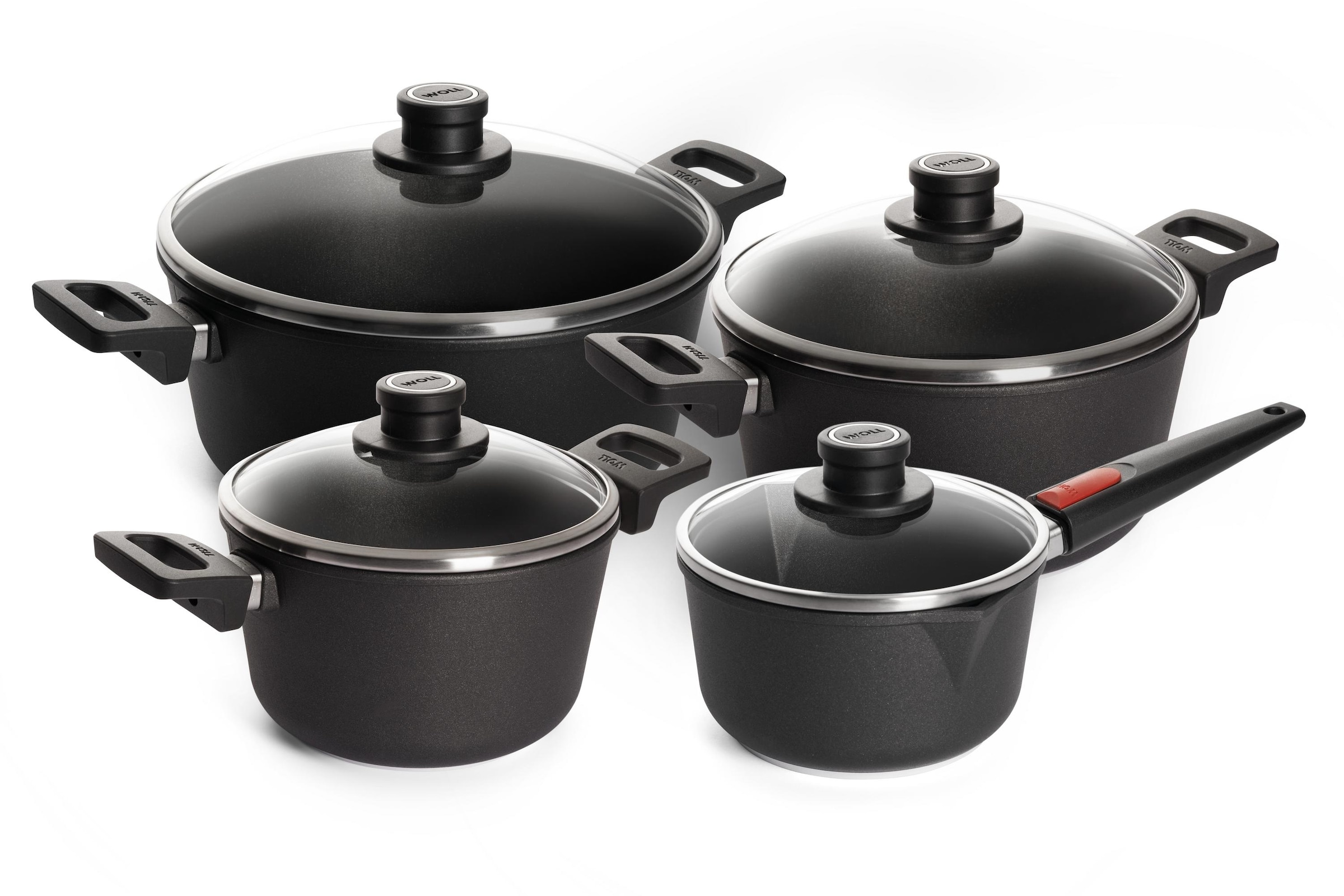 WOLL Topf-Set "MADE IN GERMANY - Nowo Titanium" Set, je 1 Kochtopf 20/24/28 cm, 1 Stielkasserolle 18 cm, 8 Stk. tlg. Aluminiumguss