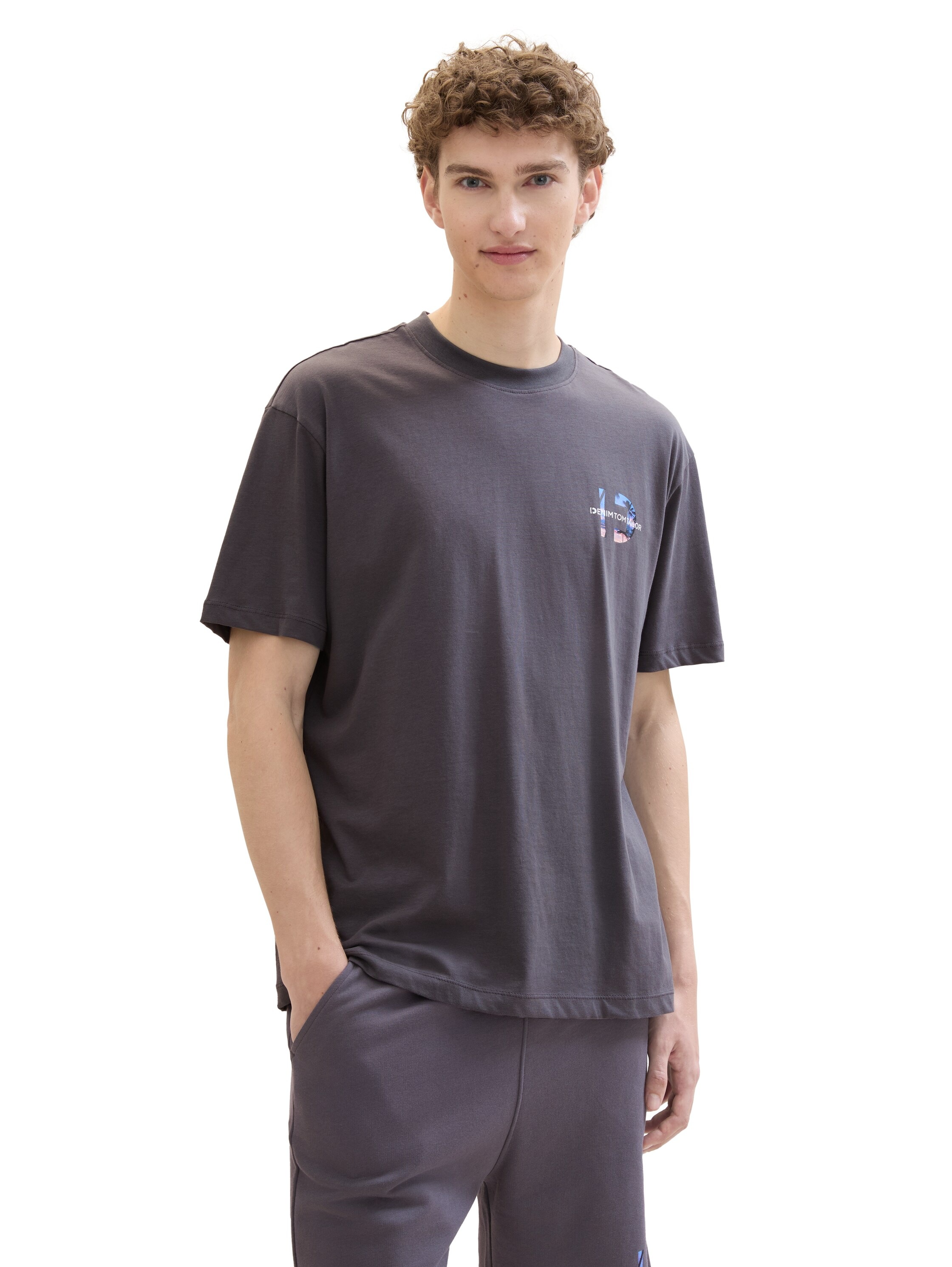 TOM TAILOR Denim Rundhalsshirt, mit Backprint
