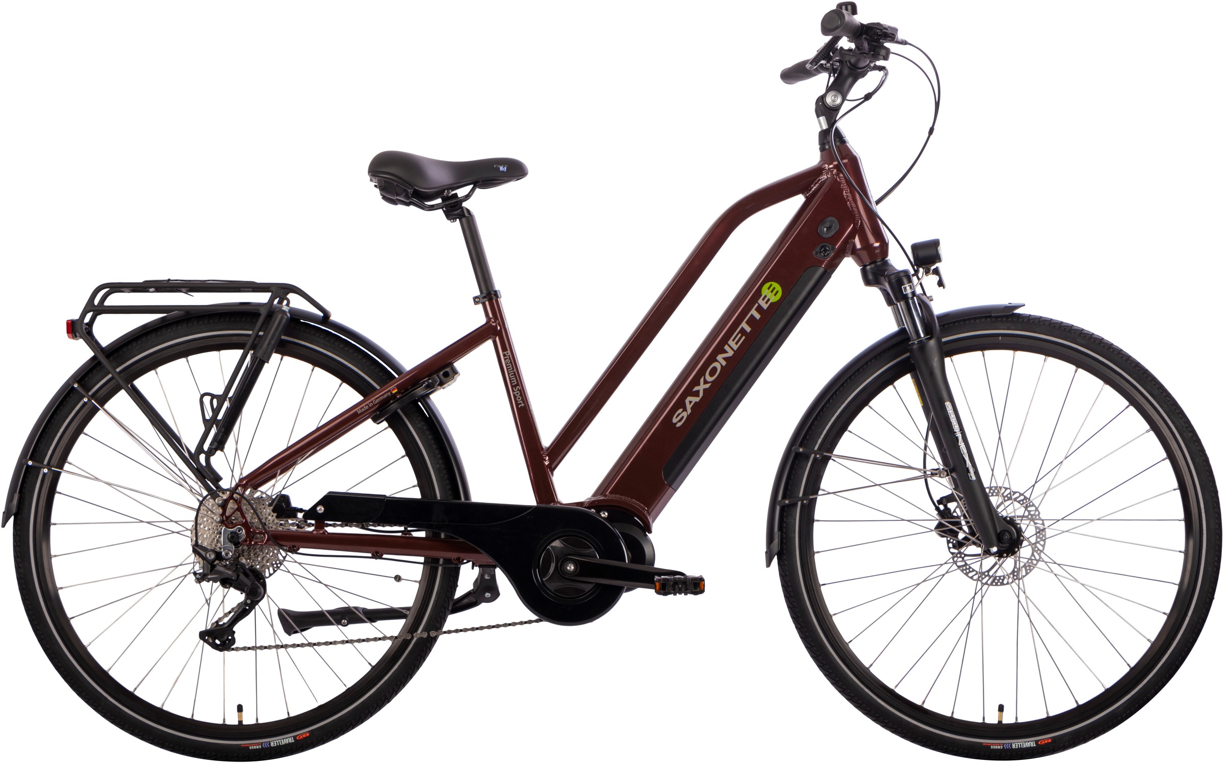 SAXONETTE E-Bike "Premium Sport (Trapez)", 10 Gang, Mittelmotor 250 W, Pedelec, Elektrofahrrad für Damen