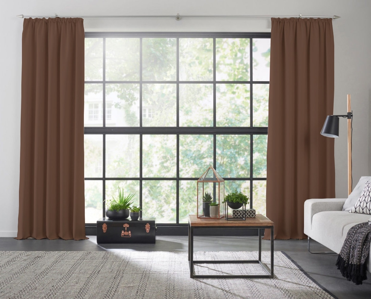 Vorhang WIRTH, B:145cm H:245cm, braun, Polyester, Wohnzimmer, Gardinen, "Dim out"