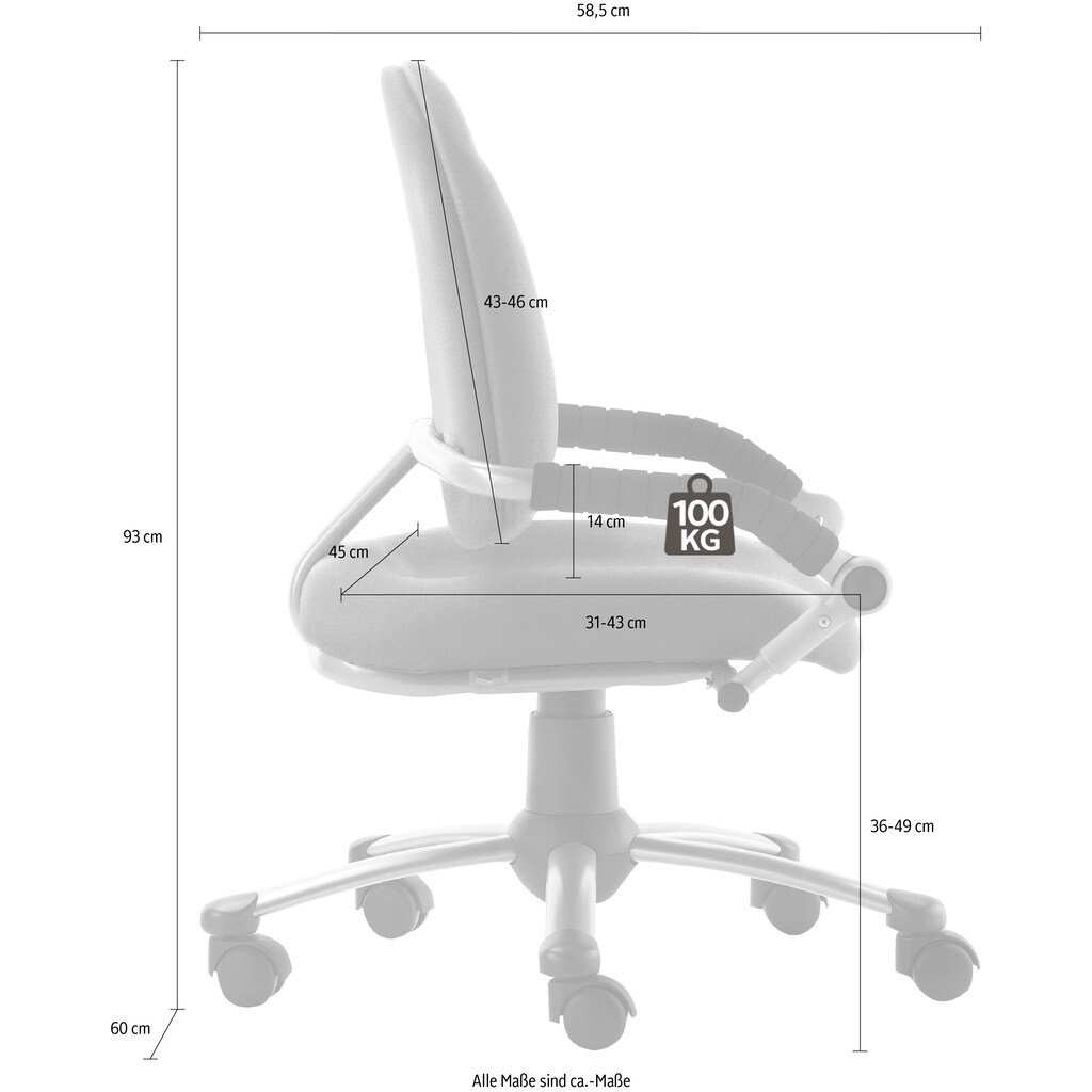 Mayer Sitzmöbel Bürostuhl »Kinder- und Jugenddrehstuhl myFREAKY«, Polyester-Flachgewebe