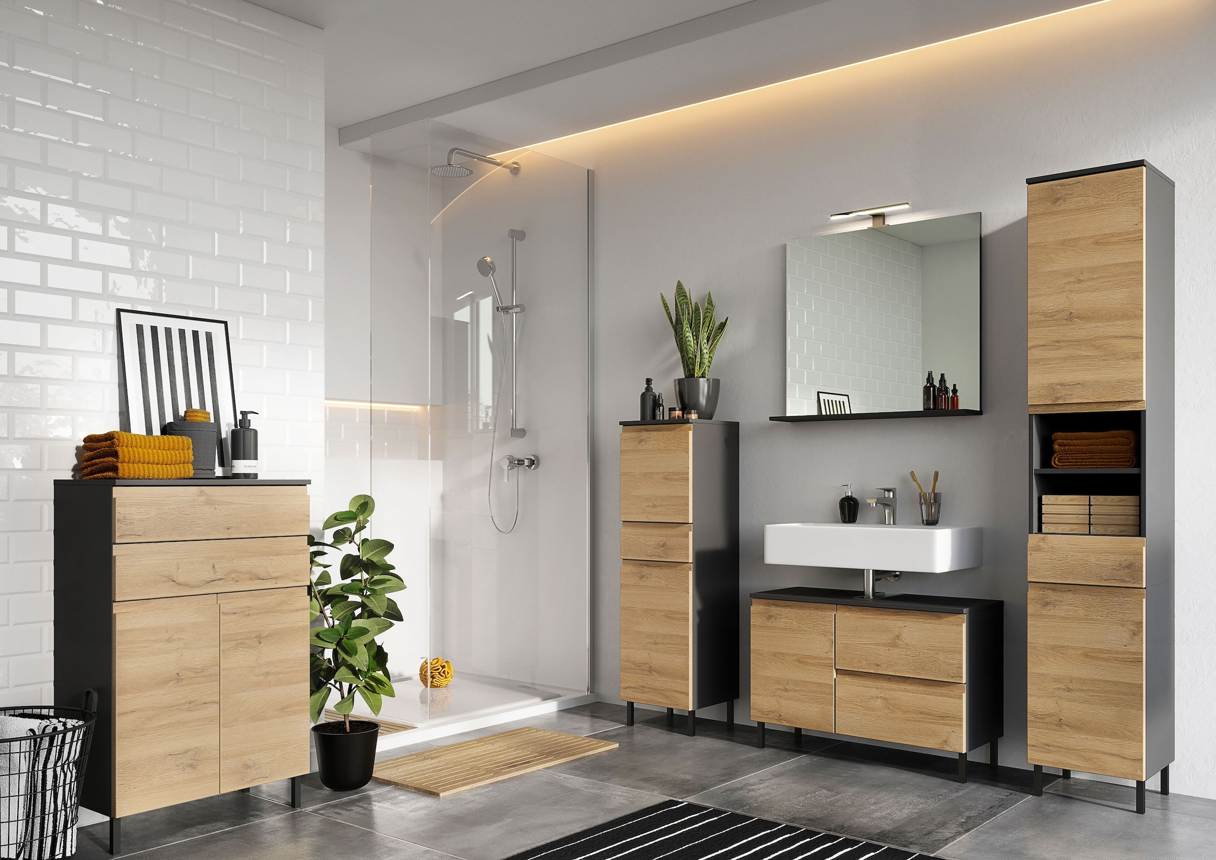 GERMANIA Waschbeckenunterschrank »Scantic«, Breite 80 cm,  Badezimmerschrank, verstellbarer Einlegeboden kaufen | BAUR