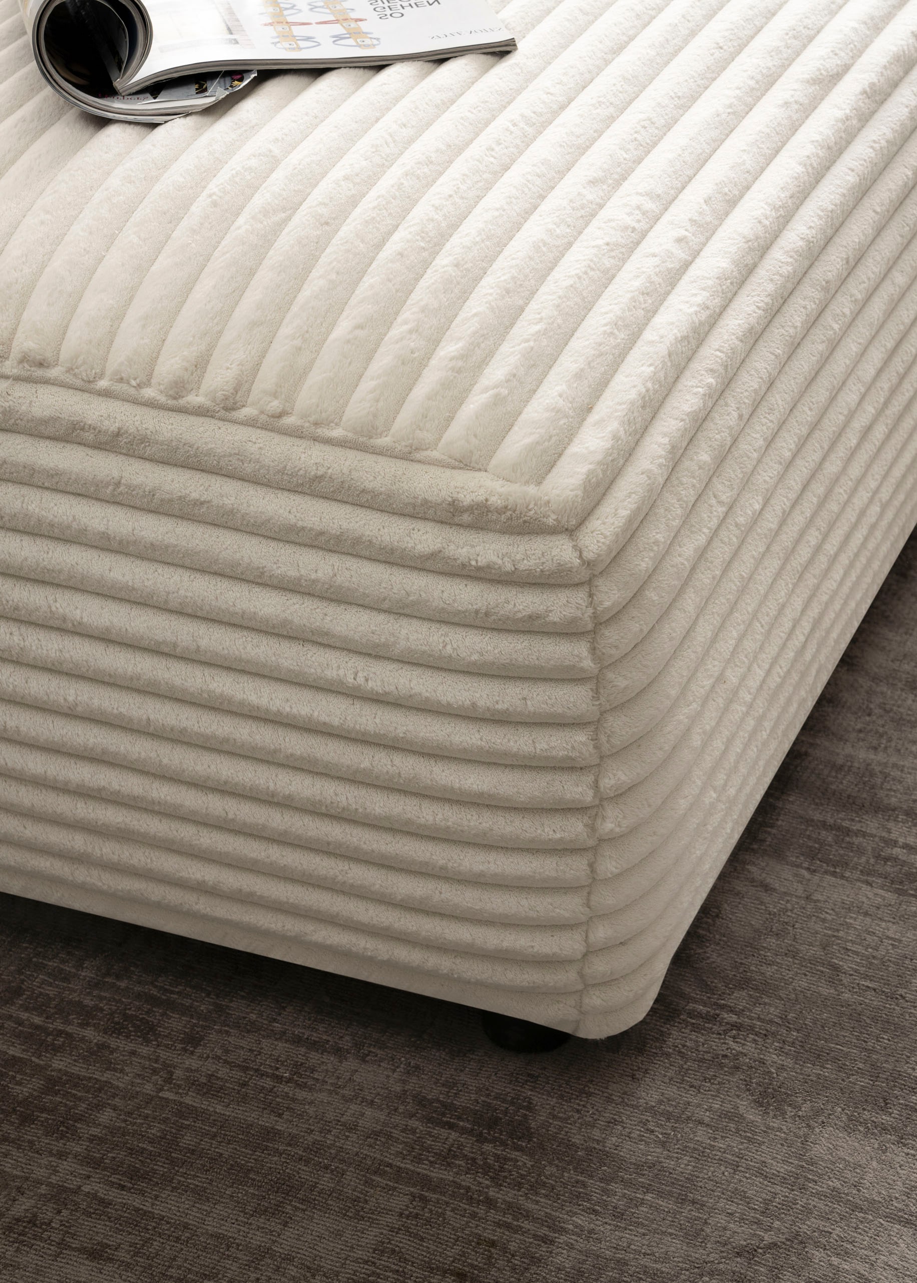 andas Ecksofa »BAKELS, L-Form in Cord oder Boucle-Stoff, moderne Couch«, wahlweise Recamiere rechts/links, bequemer Sitzkomfort