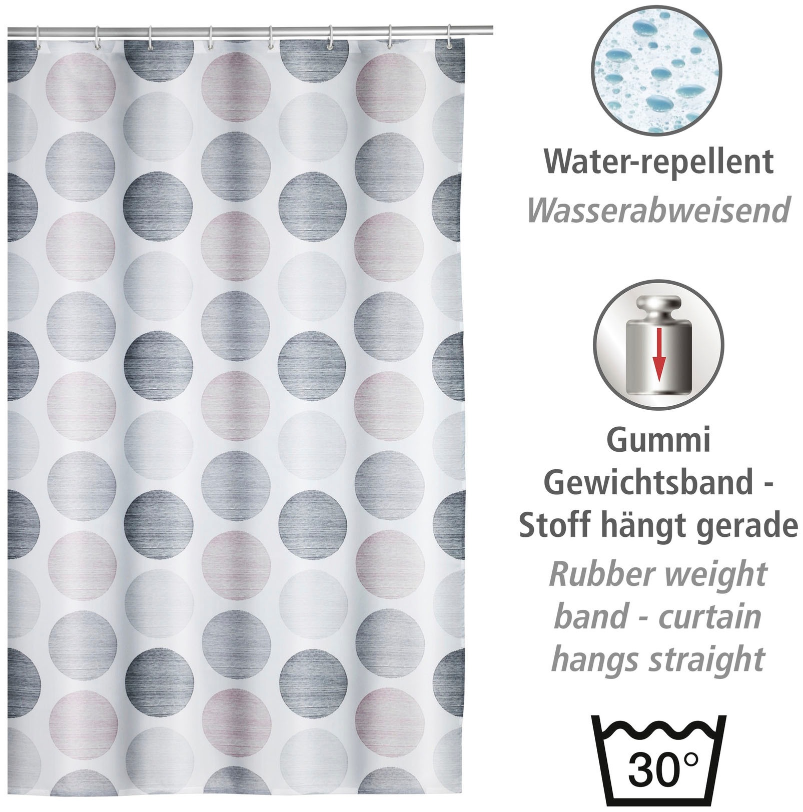 WENKO Duschvorhang »Pastell Dots«, Höhe 200 cm, mit Punkte-Muster