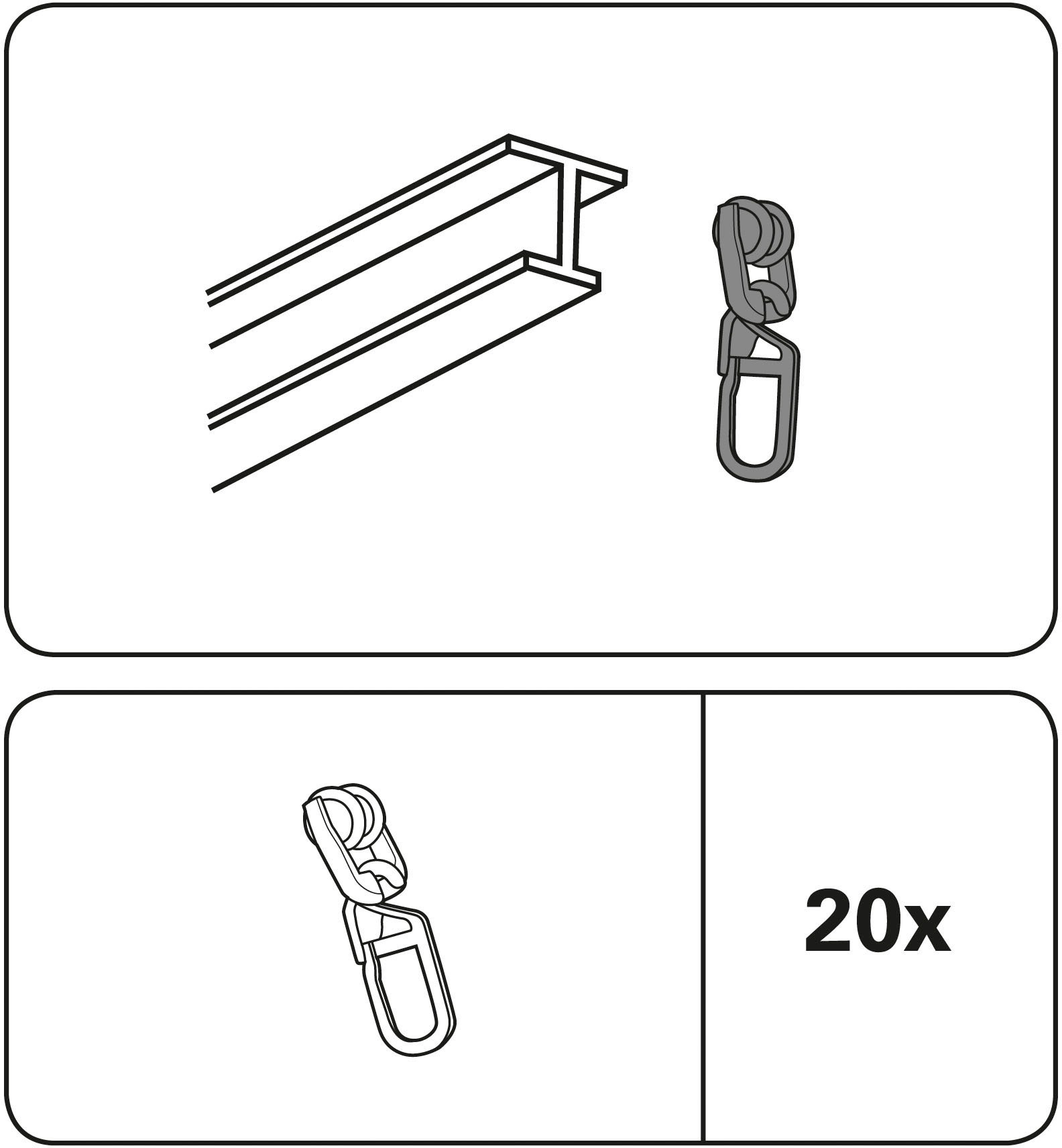 GARDINIA Gardinenring »T-Rollringe mit Faltenlegehaken«, (20 St.), Serie T-Schiene