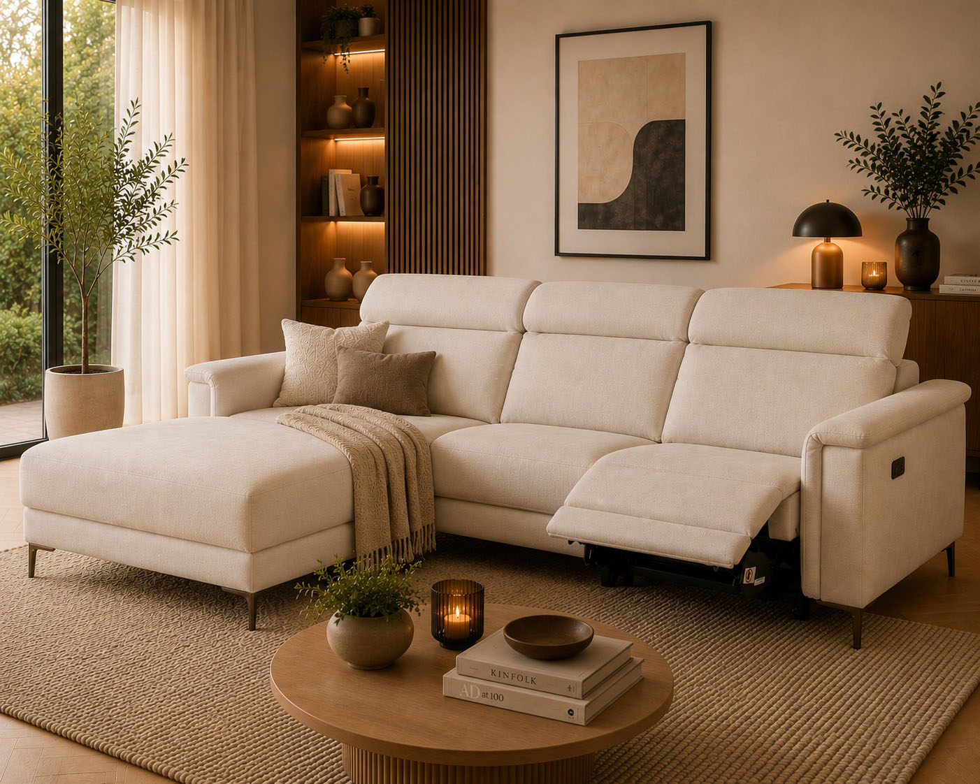OTTO home Ecksofa "LUND, Struktur-Bezug, L-Form, 261cm, man. /elektr. Relaxfunktion" auch mit USB A-Anschluss sowie Kopfteilverstellung