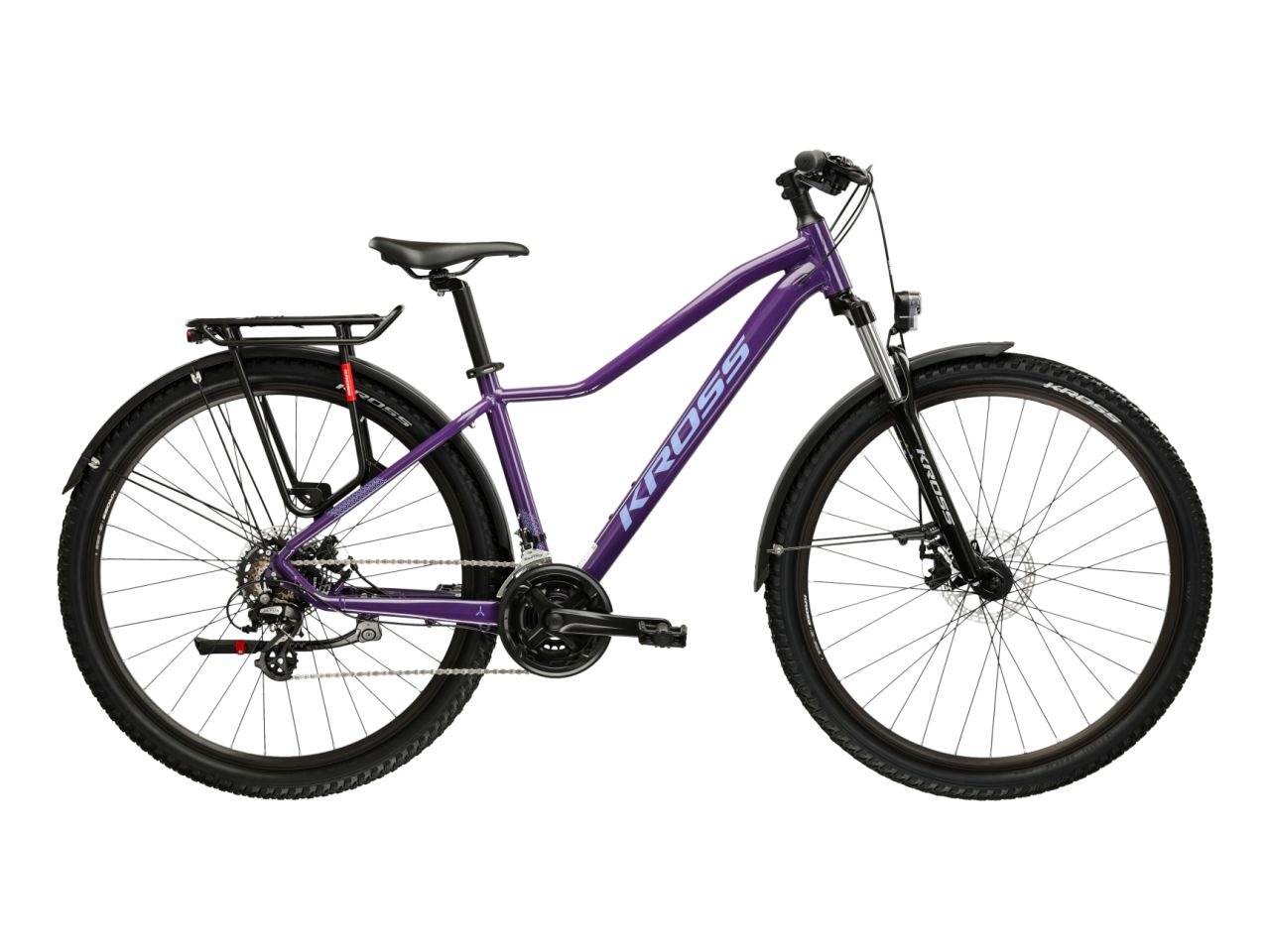 KROSS Mountainbike "KROSS Mountainbike Hardtail 29" LEA 2.0 EQ lila 21 Gänge", 43cm, 29 Zoll (73,66cm) hinten: 29 Zoll (73,66cm)lila, schwarz,