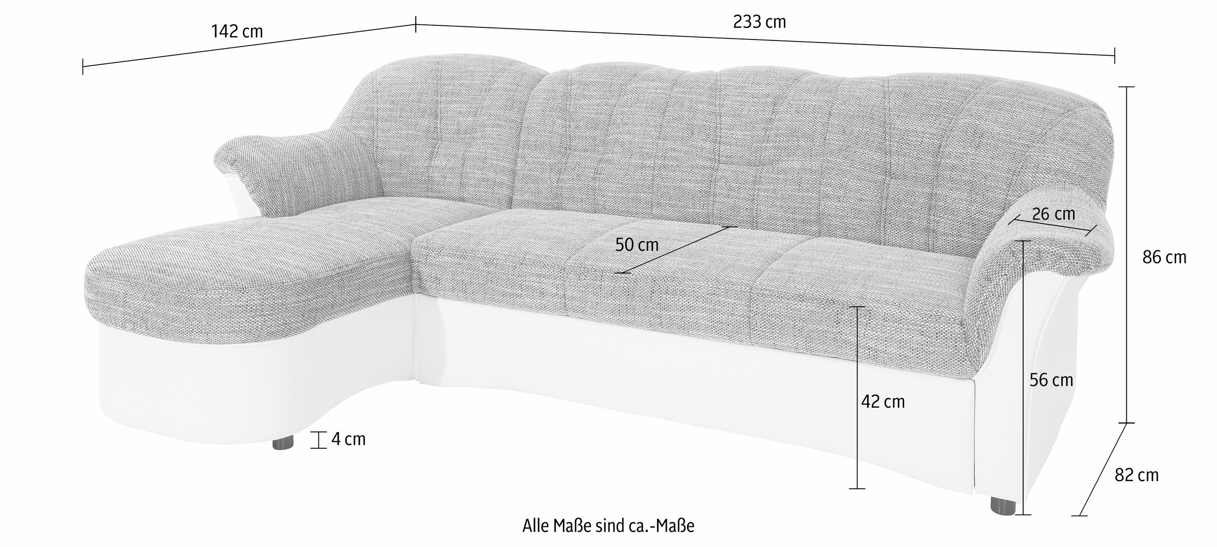 DOMO collection Ecksofa »Flores Schlafsofa, B/T/H: 233/142/86 cm, L-Form«, wahlweise mit Bettfunktion, wahlweise mit Federkern, auch in Leder