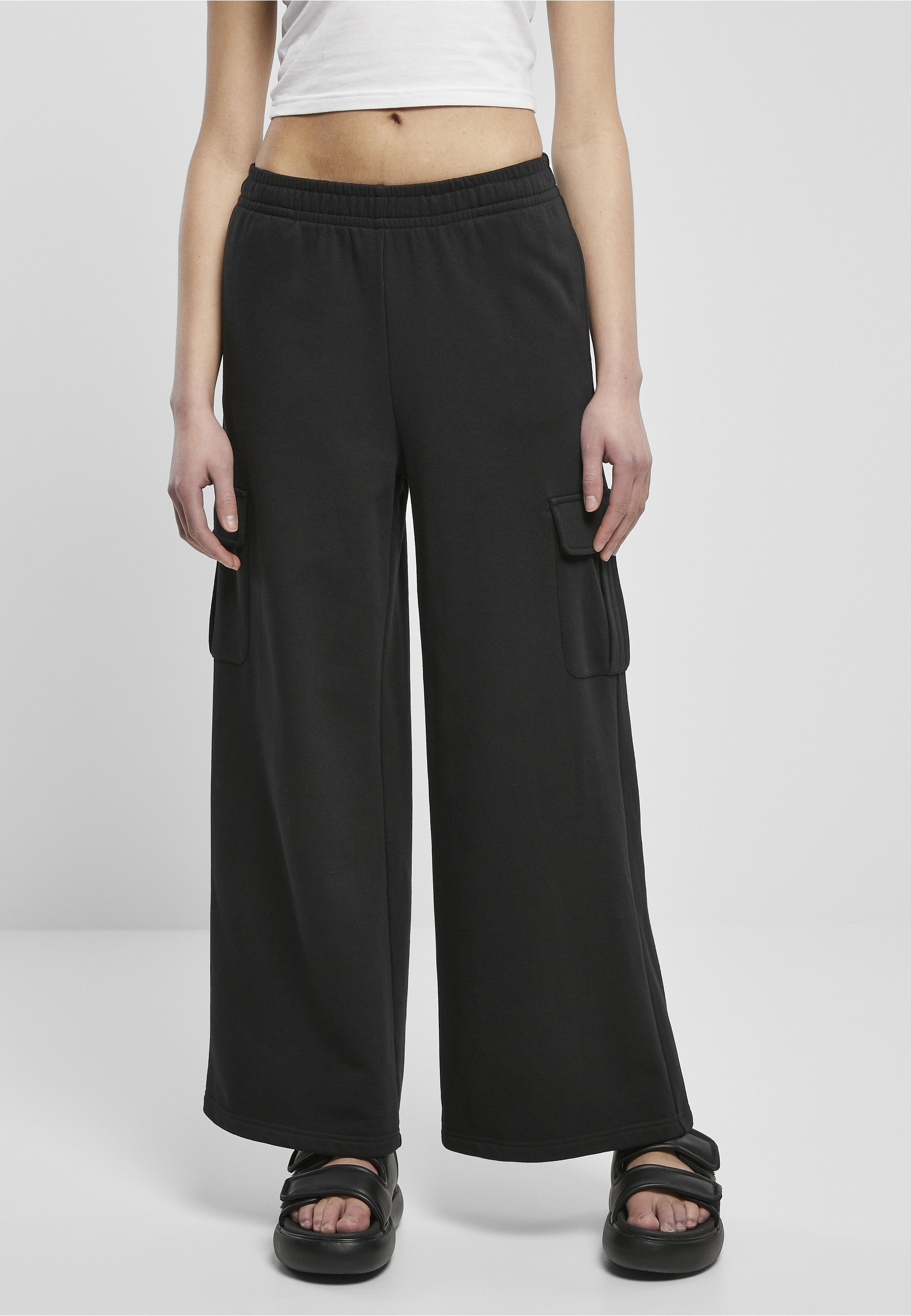 URBAN CLASSICS Cargohose »Urban Classics Damen Ladies Highwaist Wide Leg Cargo Terry Pants«