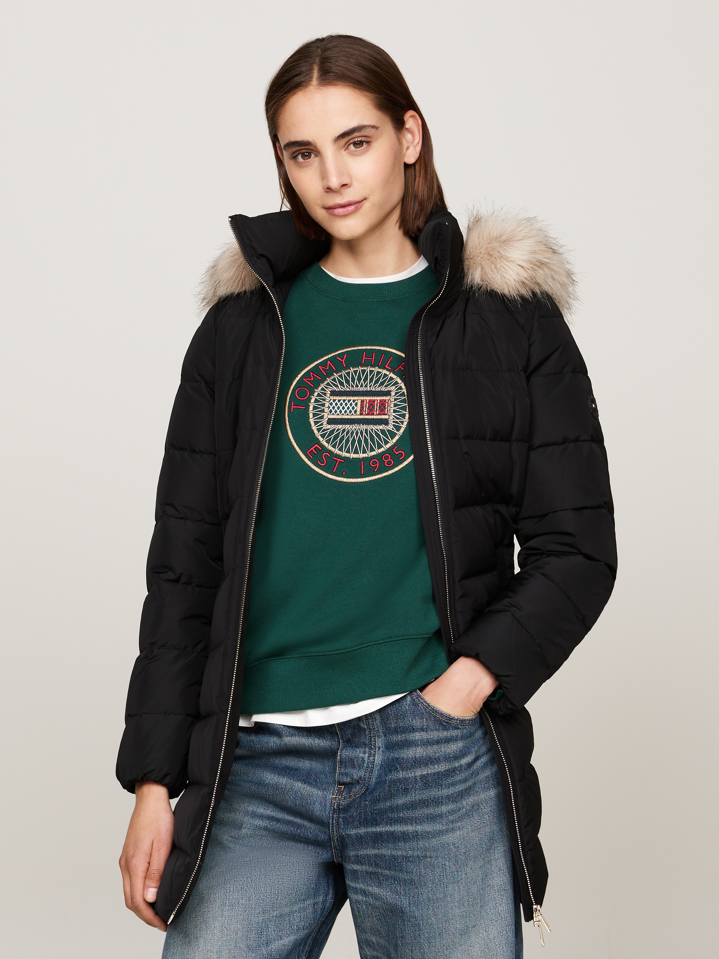 Tommy Hilfiger "HERITAGE DOWN TYRA COAT WITH FUR" mit Fellimitat günstig online kaufen