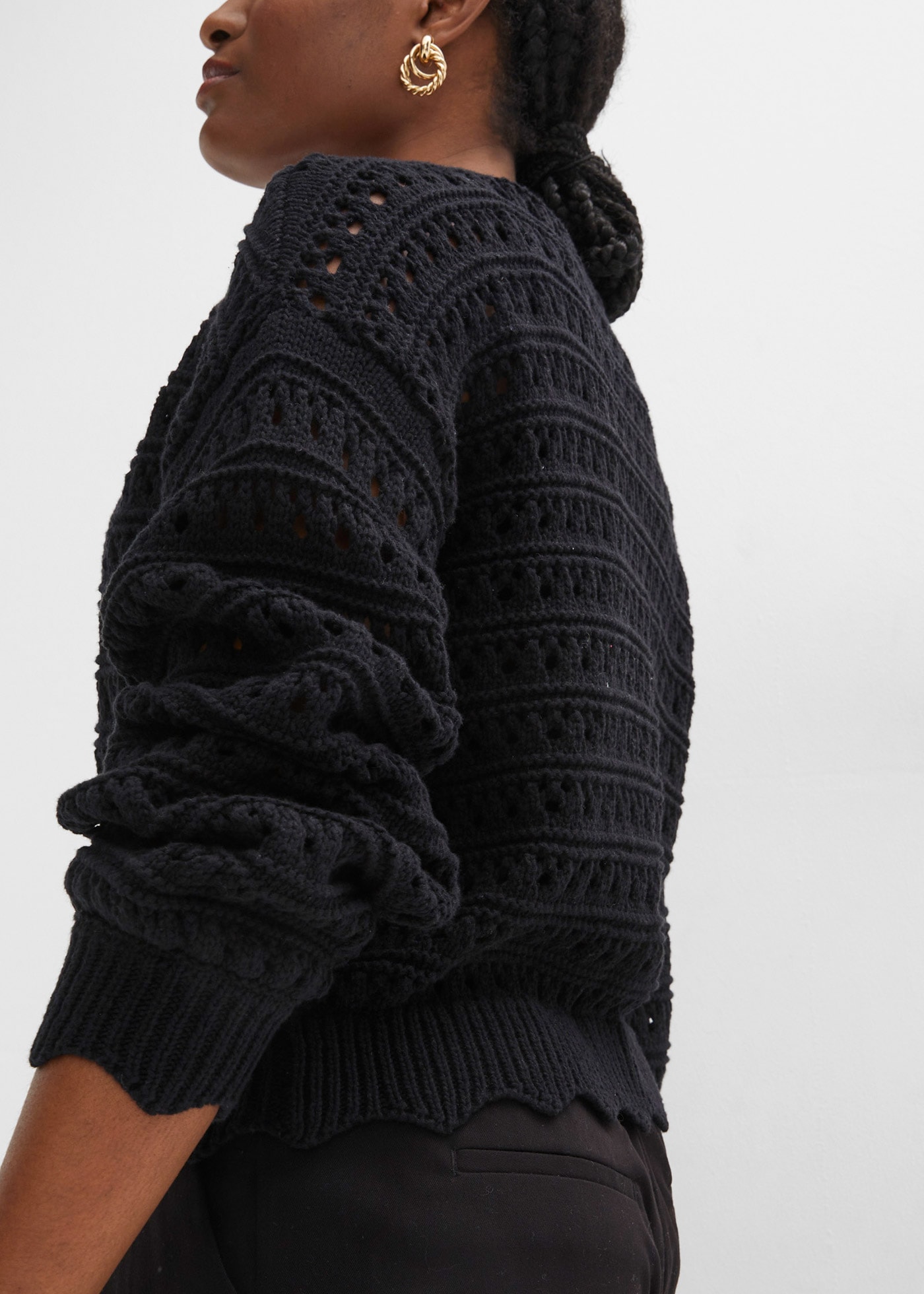 bonprix Ajourstrickjacke Oversize-Passform, mit Lochstrickmuster, im Casual Stil